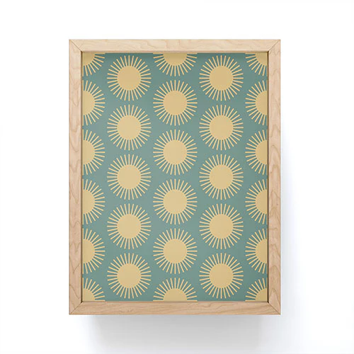 Colour Poems Cheerful Sun Pattern Sage Framed Mini Art Print - Image 4