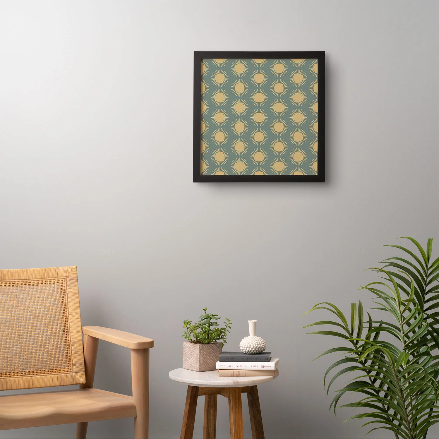 Colour Poems Cheerful Sun Pattern Sage Framed Wall Art - Image 10