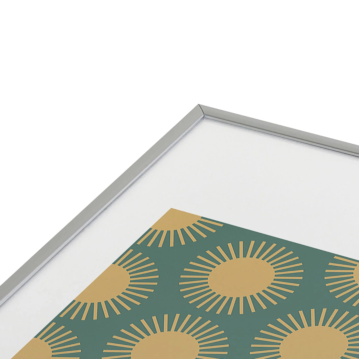 Colour Poems Cheerful Sun Pattern Sage Metal Framed Art Print - Image 19