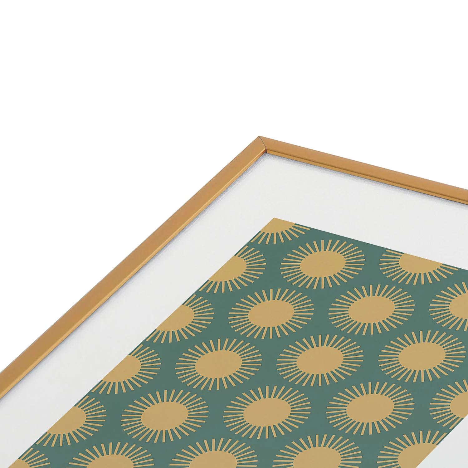 Colour Poems Cheerful Sun Pattern Sage Metal Framed Art Print - Image 3