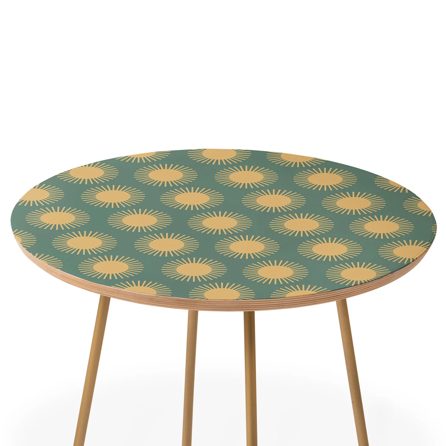 Colour Poems Cheerful Sun Pattern Sage Round Side Table - Image 3