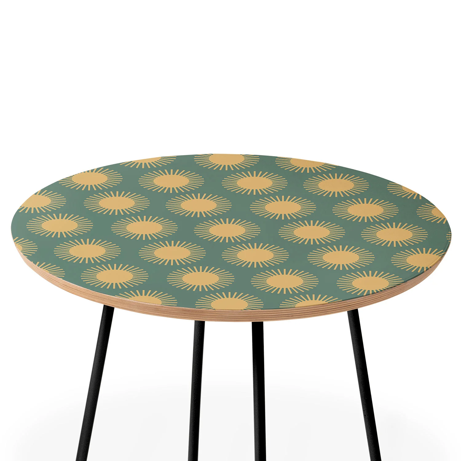 Colour Poems Cheerful Sun Pattern Sage Round Side Table - Image 4