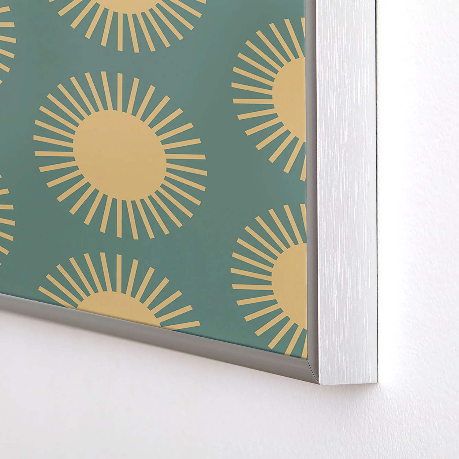 Colour Poems Cheerful Sun Pattern Sage Square Metal Framed Art Print - Image 20