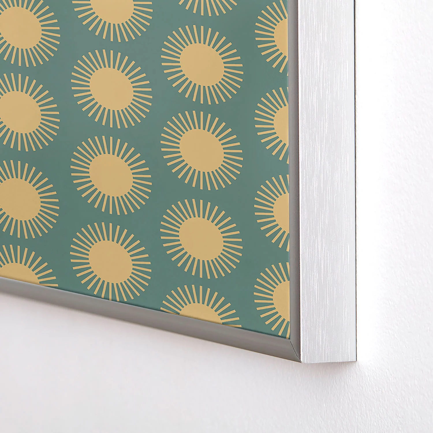 Colour Poems Cheerful Sun Pattern Sage Square Metal Framed Art Print - Image 8