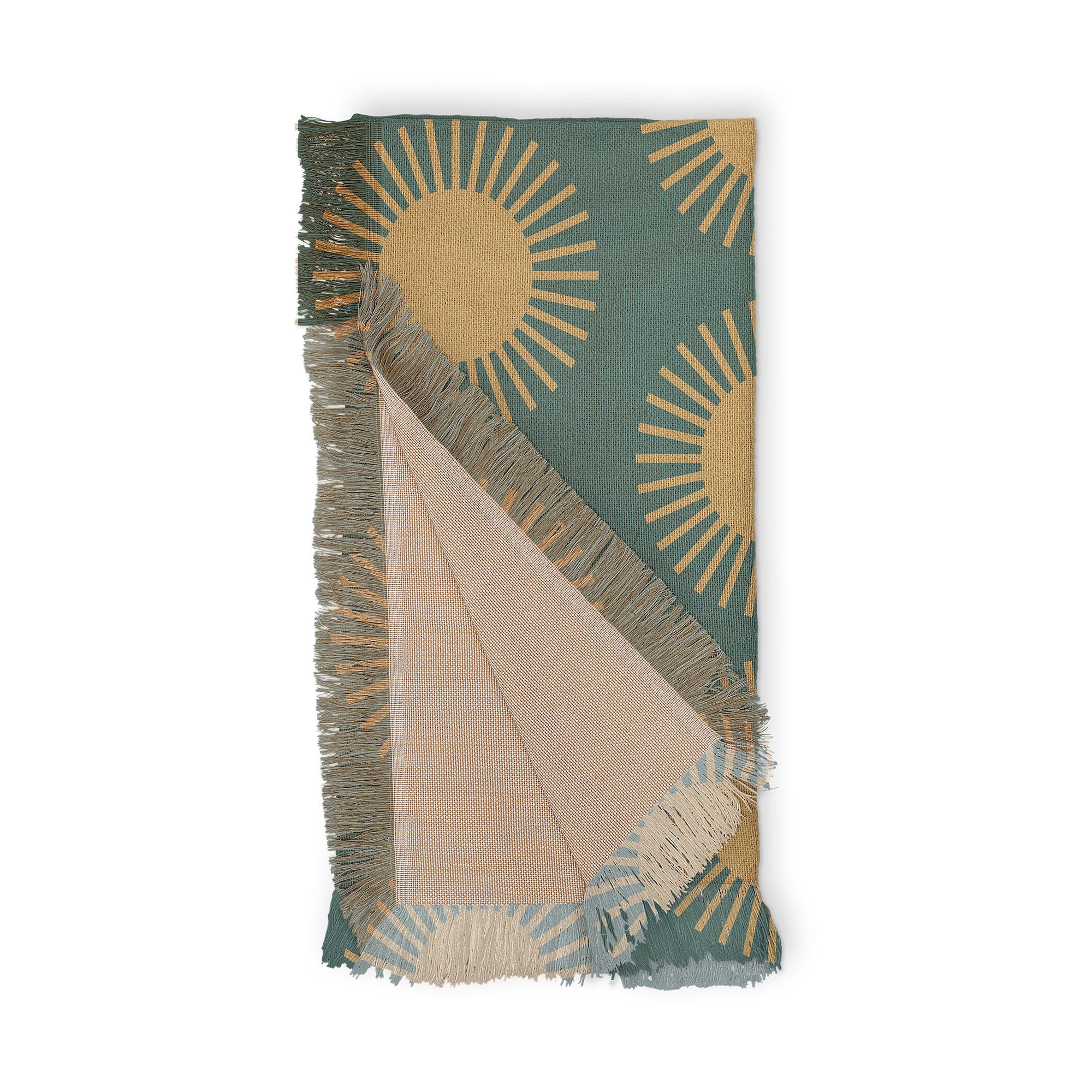 Colour Poems Cheerful Sun Pattern Sage Throw Blanket - Image 4