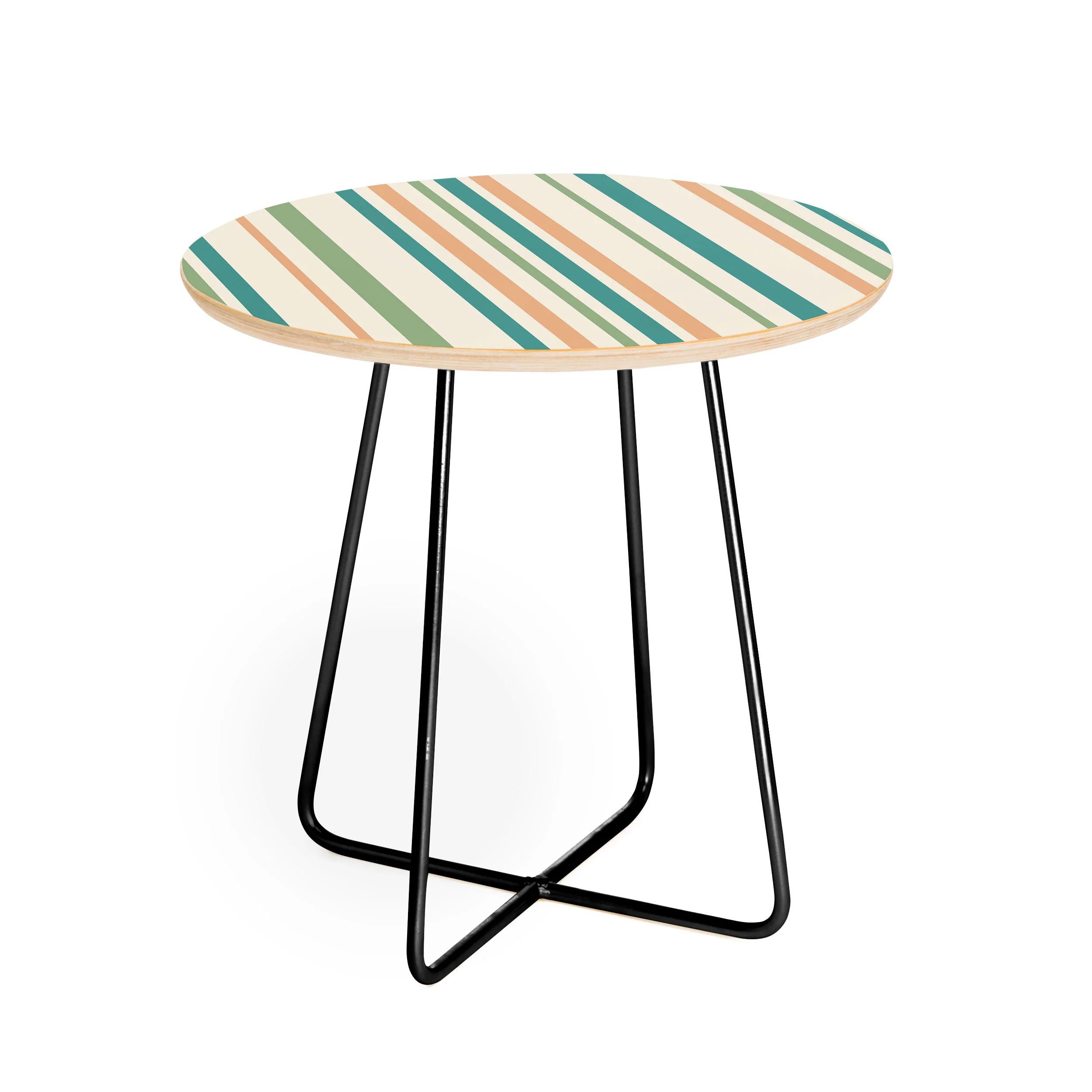 Colour Poems Classic Minimal Stripes II Round Side Table - Image 2