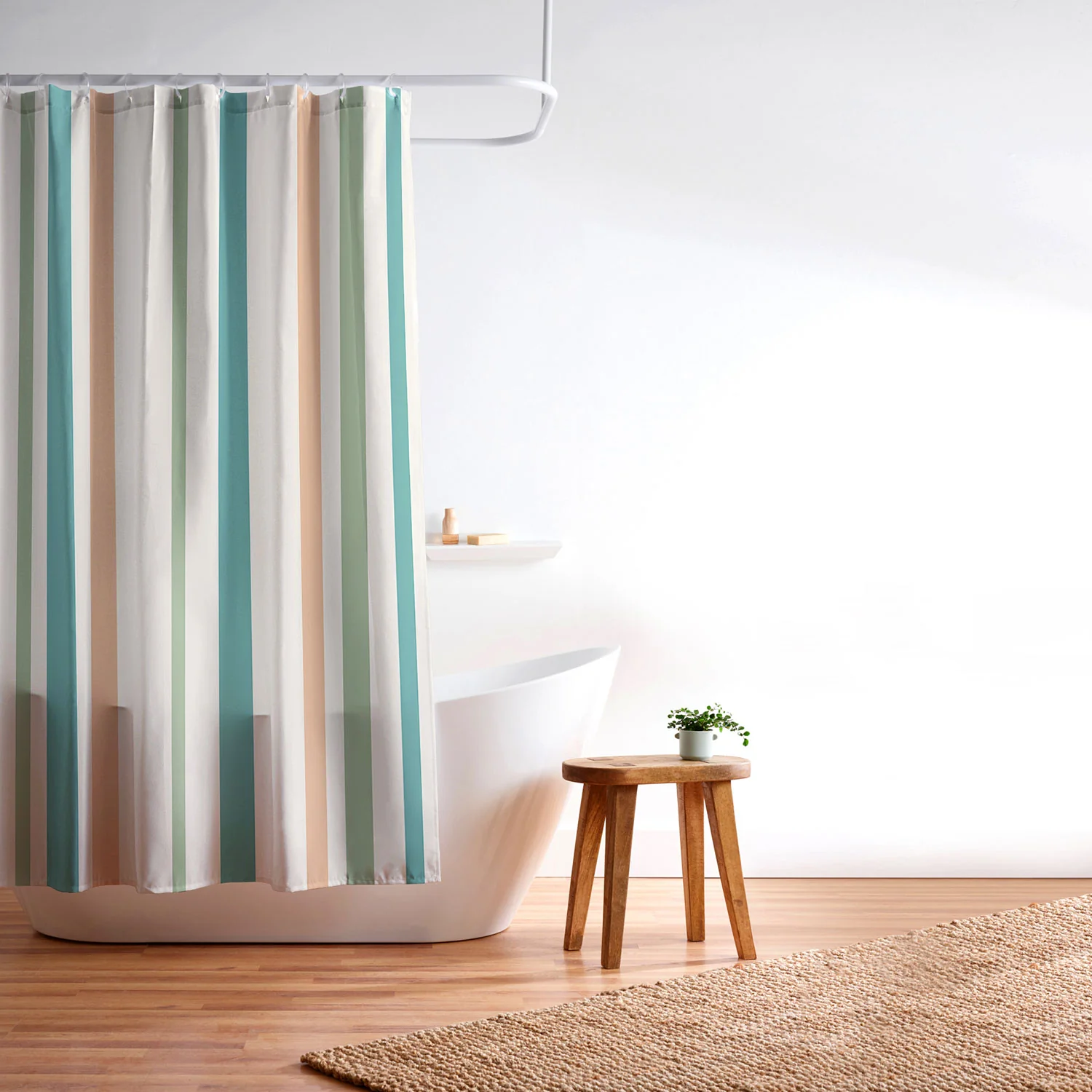 Colour Poems Classic Minimal Stripes II Shower Curtain - Image 3
