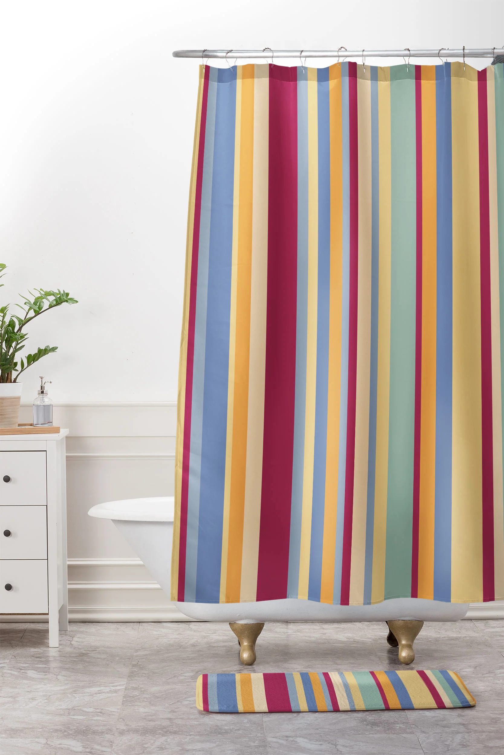 Colour Poems Classic Retro Stripes I Memory Foam Bath Mat - Image 4