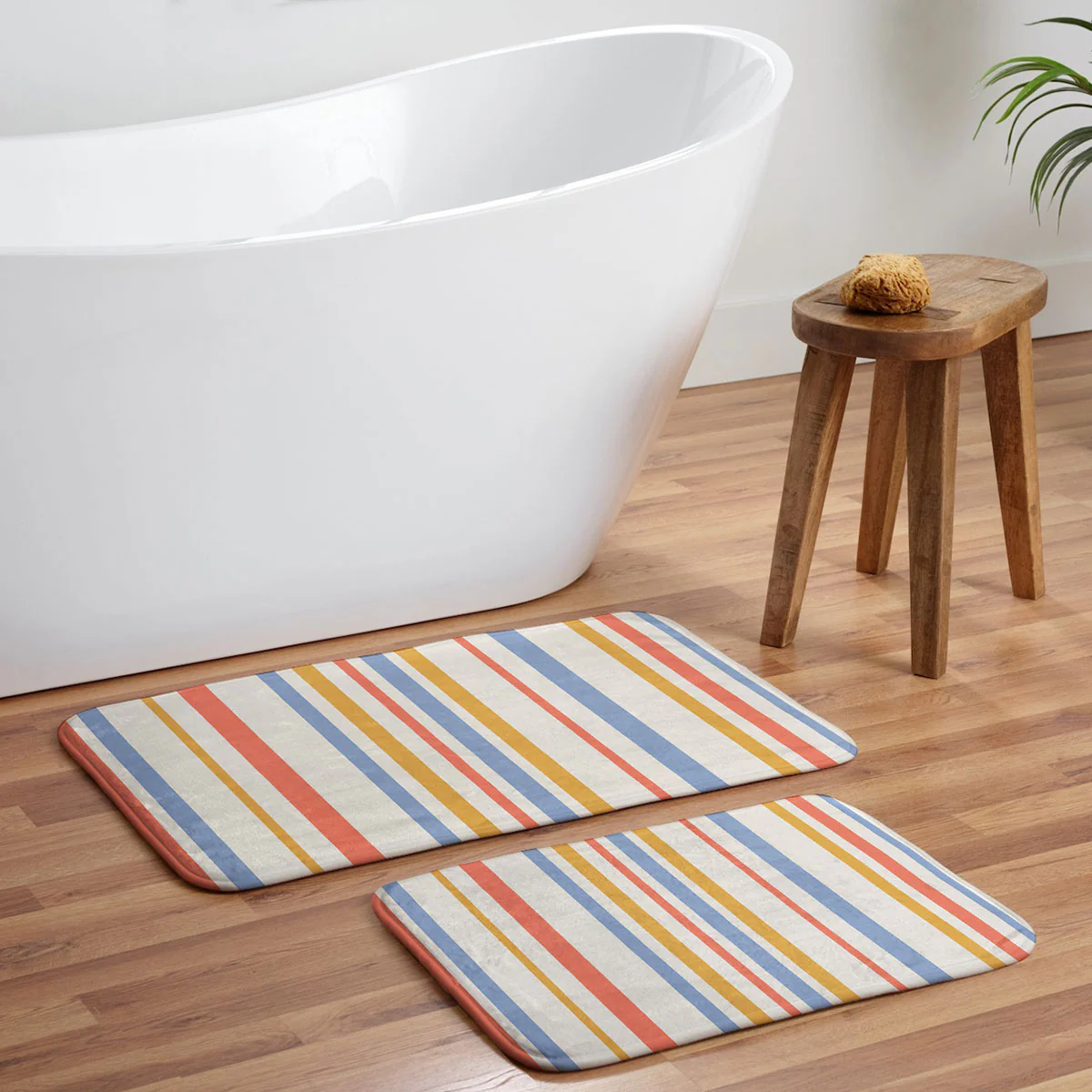 Colour Poems Classic Retro Stripes III Memory Foam Bath Mat - Image 5