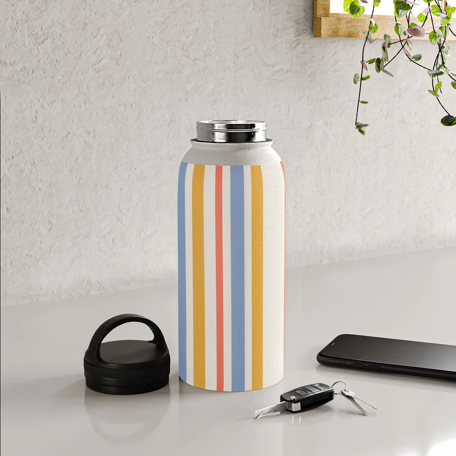 Colour Poems Classic Retro Stripes III Water Bottle - Image 36