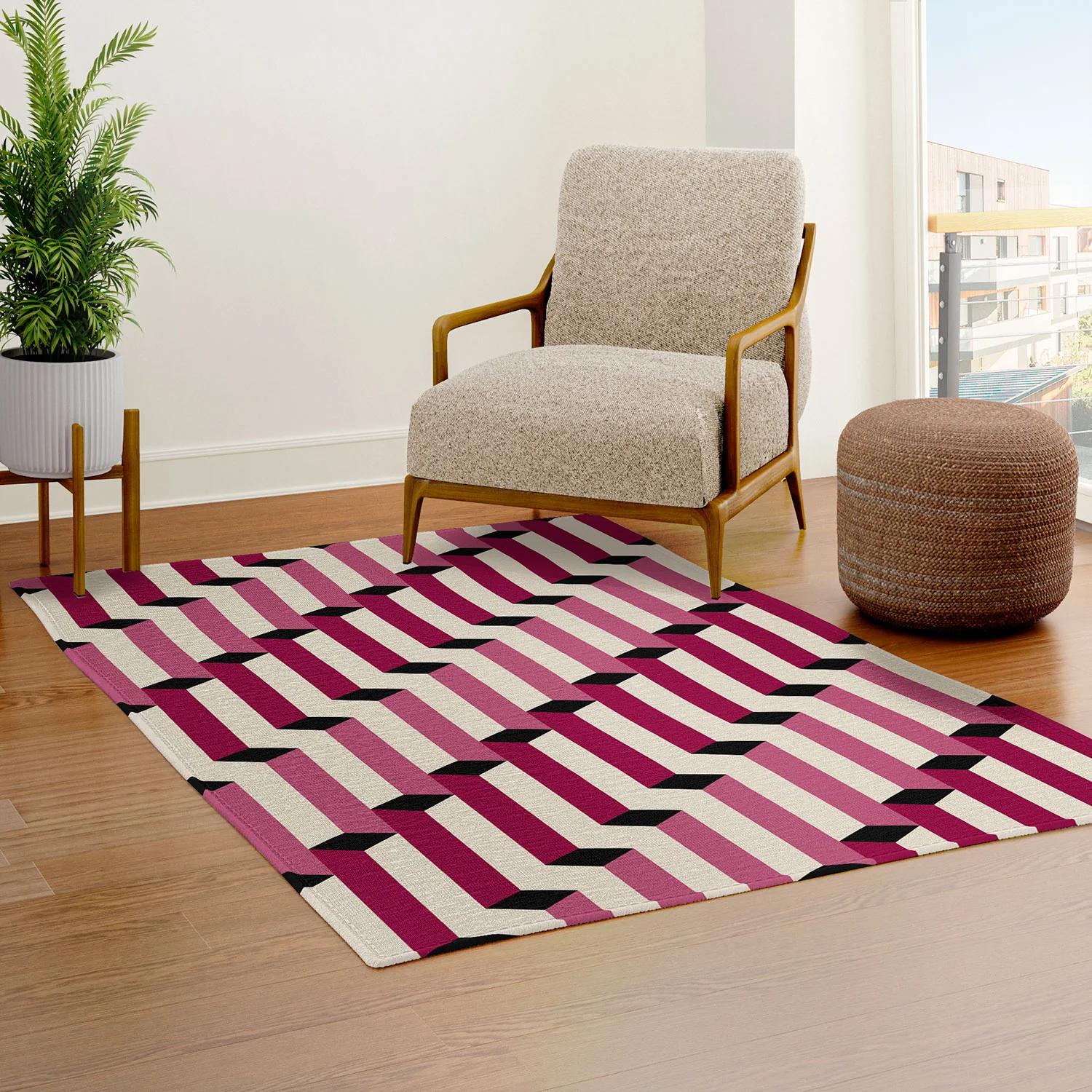 Colour Poems Columns Pattern I Area Rug - Image 13