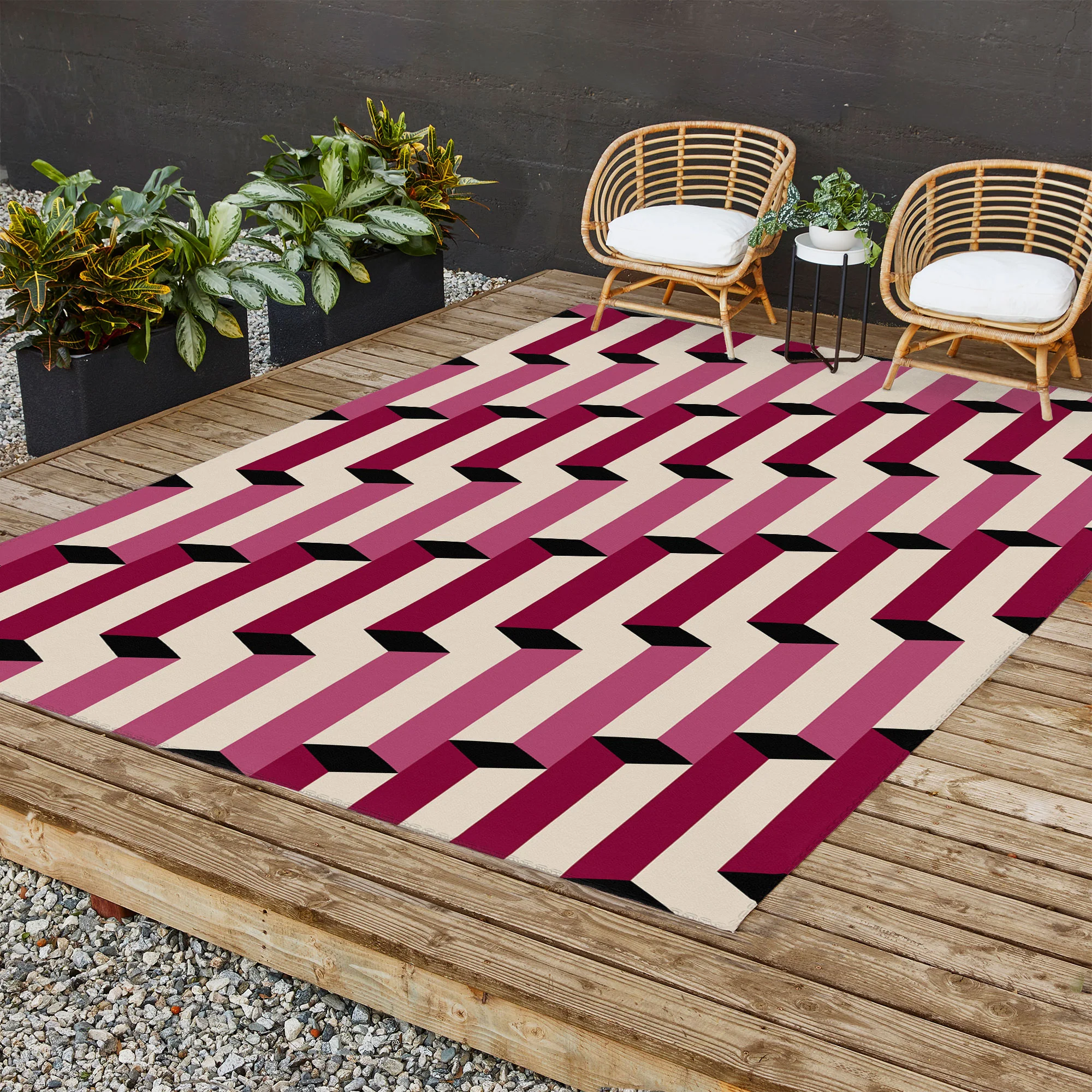 Colour Poems Columns Pattern I Outdoor Rug - Image 10