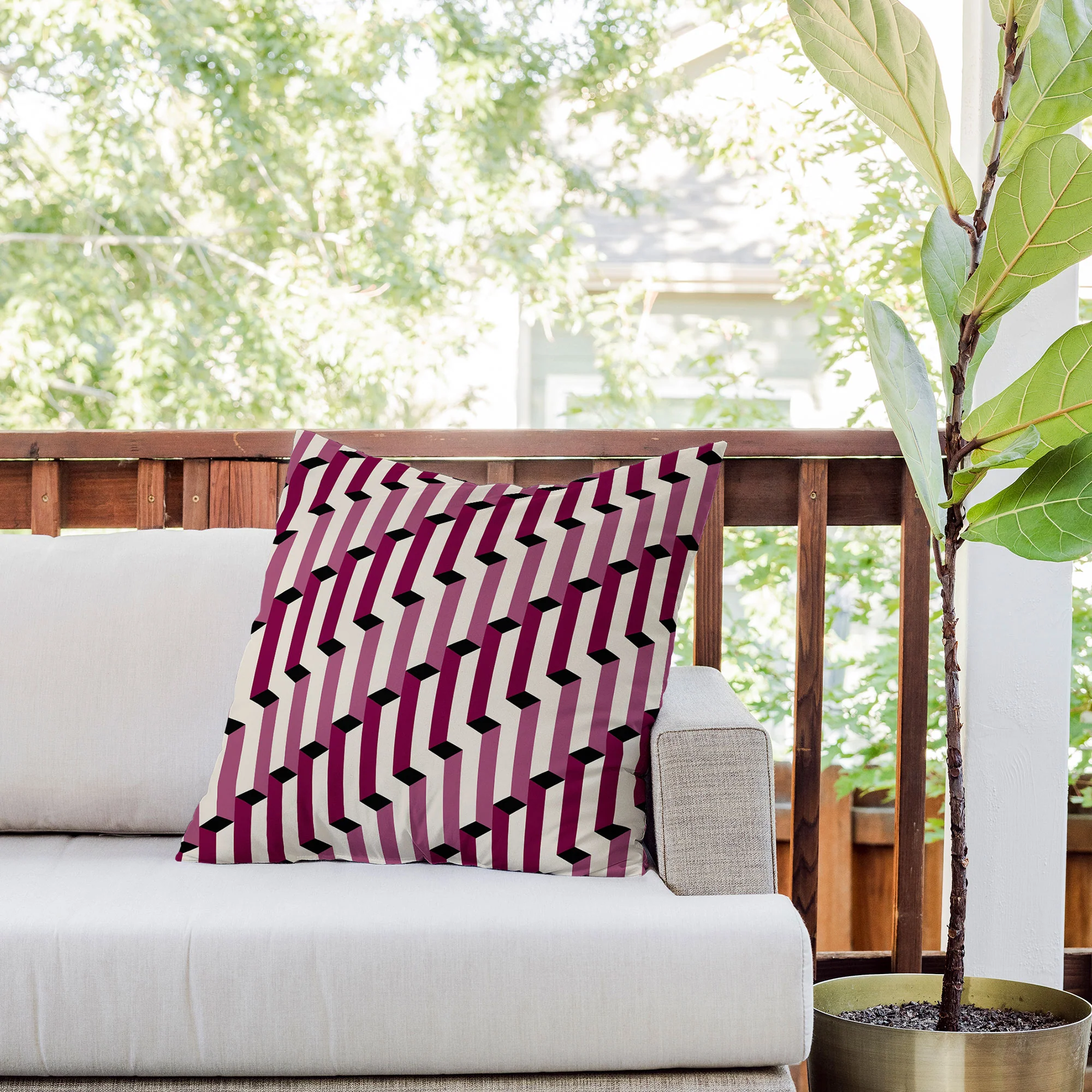 Colour Poems Columns Pattern I Outdoor Throw Pillow - Image 7