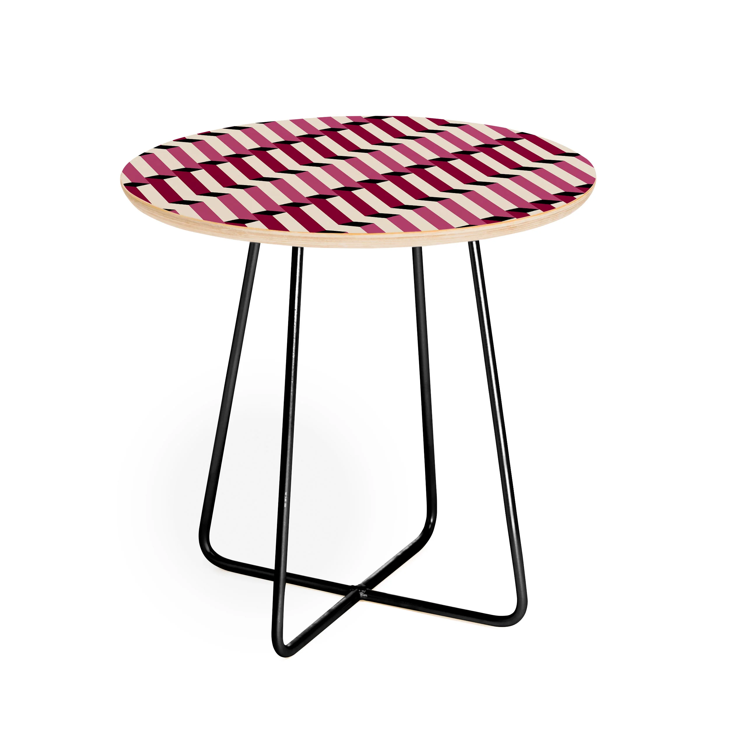 Colour Poems Columns Pattern I Round Side Table - Image 2