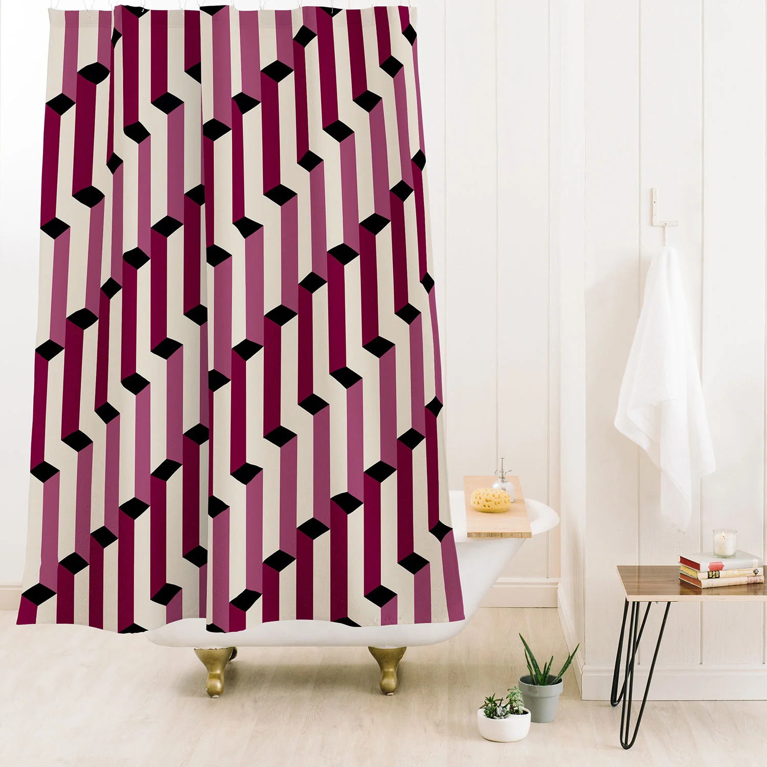 Colour Poems Columns Pattern I Shower Curtain - Image 2