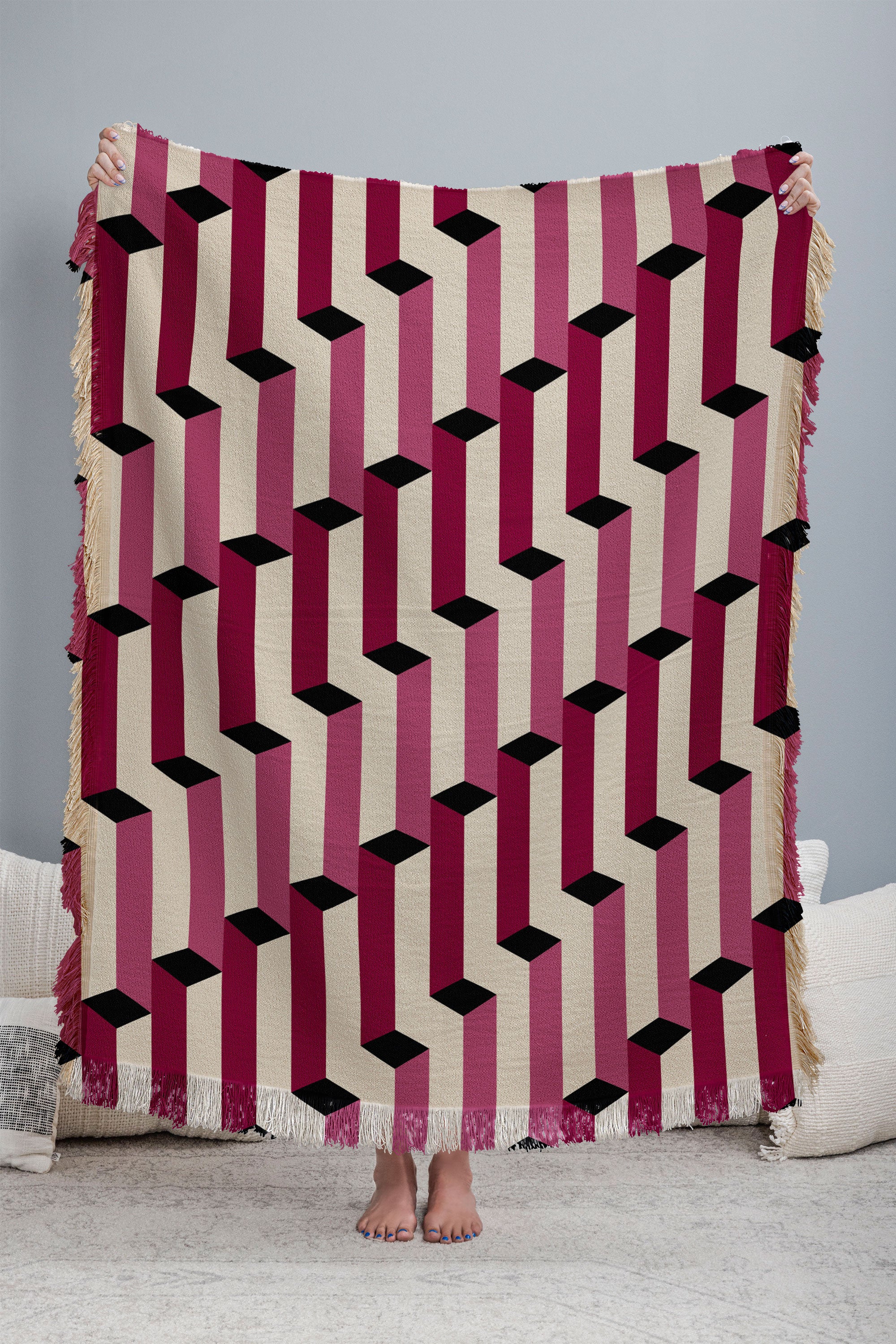 Colour Poems Columns Pattern I Throw Blanket - Image 3