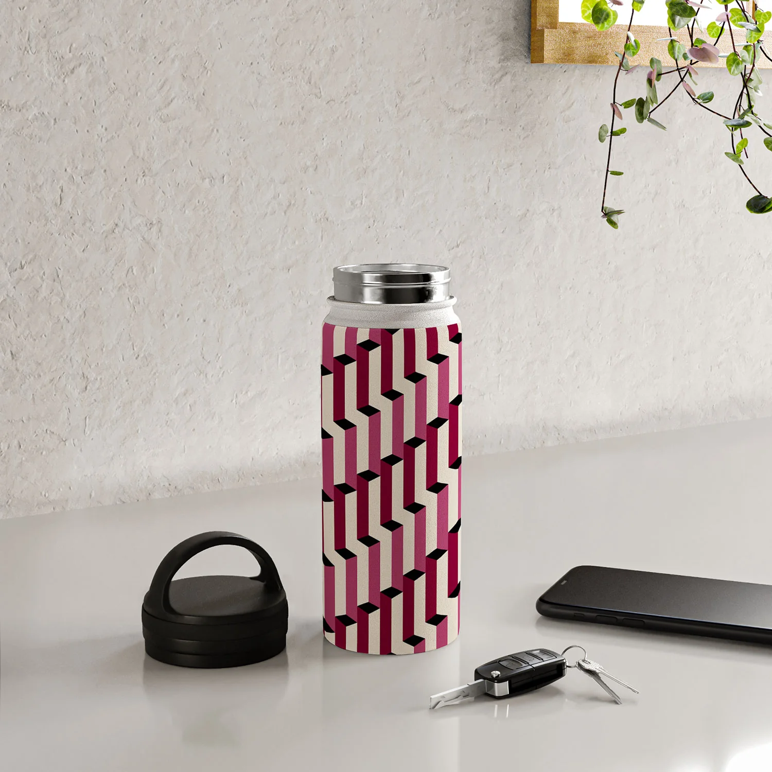 Colour Poems Columns Pattern I Water Bottle - Image 24
