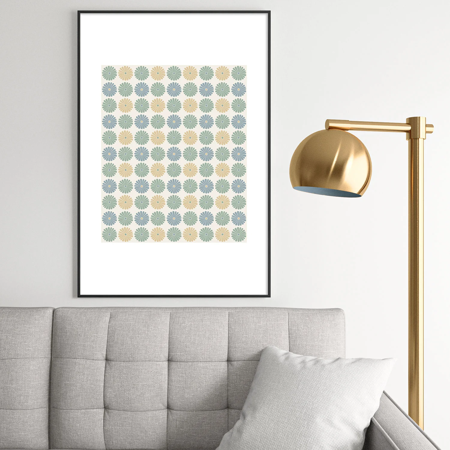 Colour Poems Daisy Pattern Multicolor I Metal Framed Art Print - Image 46