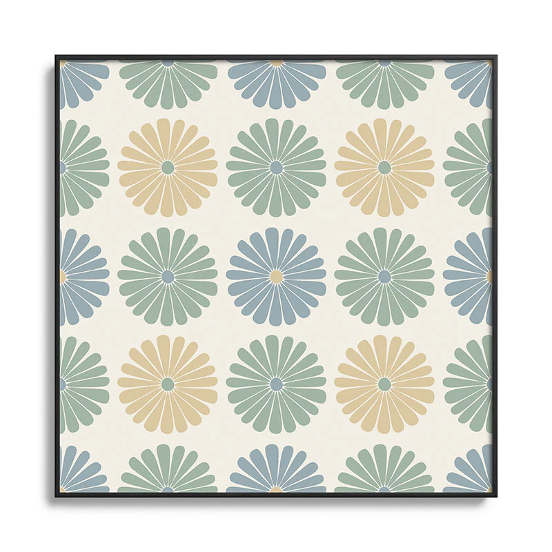 Colour Poems Daisy Pattern Multicolor I Square Metal Framed Art Print - Image 21