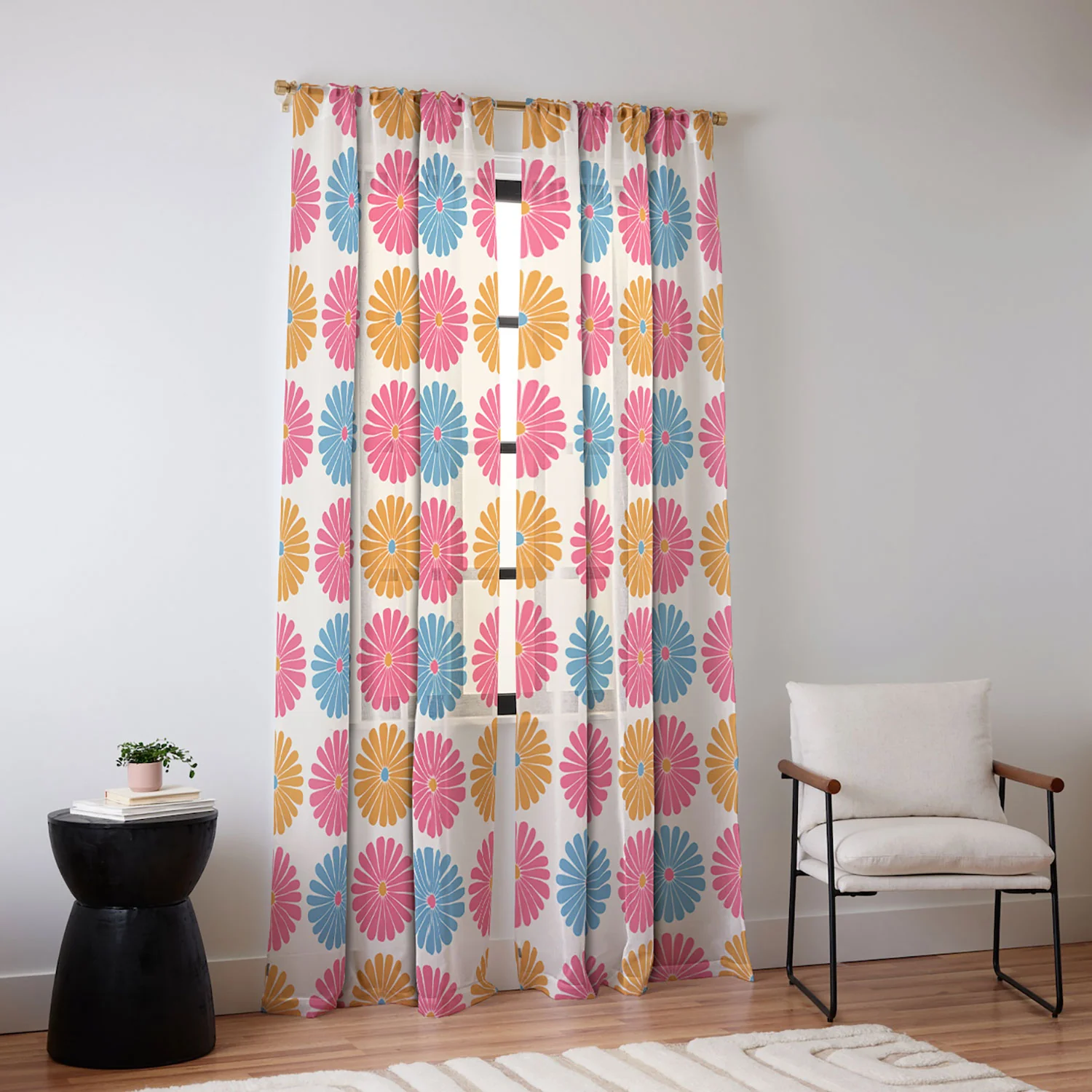 Colour Poems Daisy Pattern Multicolor II Sheer Non Repeat - Image 2
