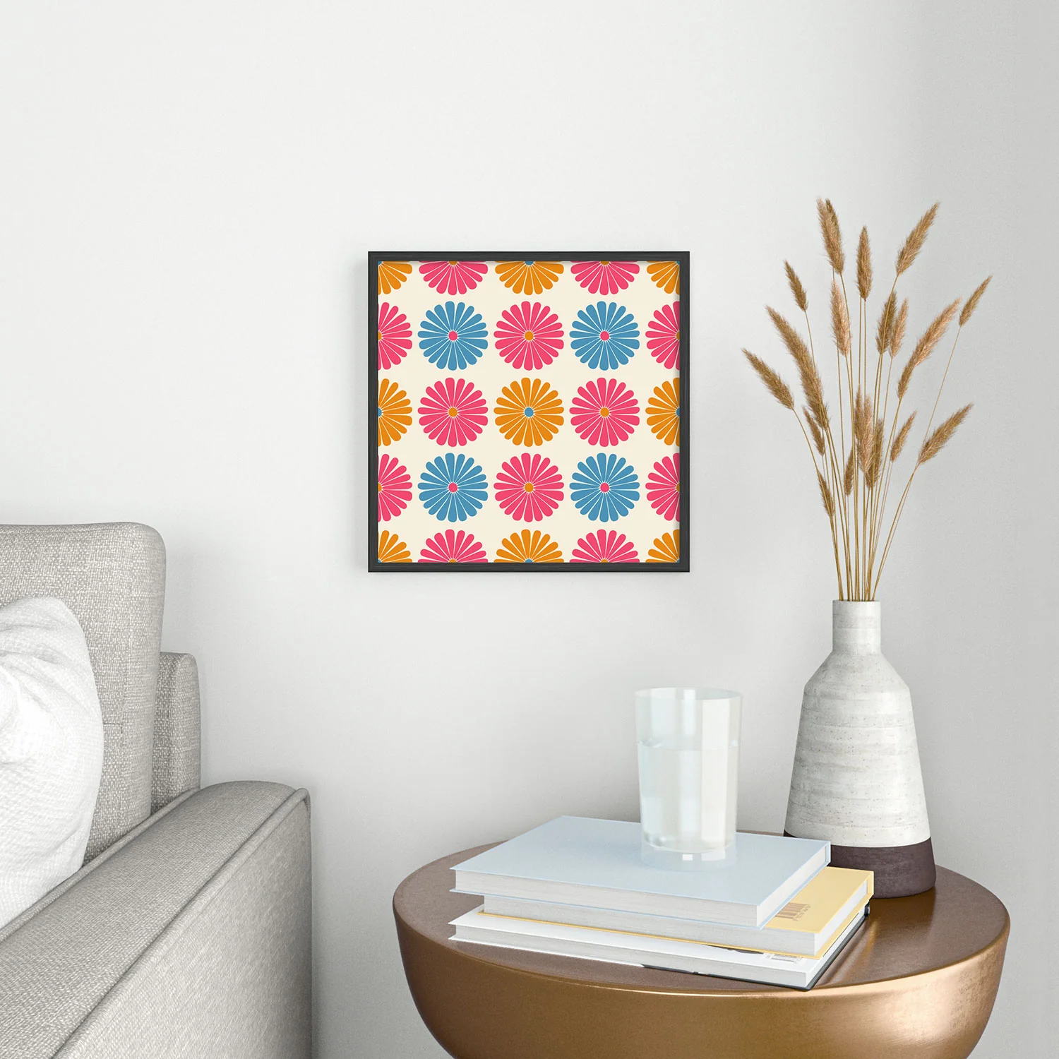 Colour Poems Daisy Pattern Multicolor II Square Metal Framed Art Print - Image 10