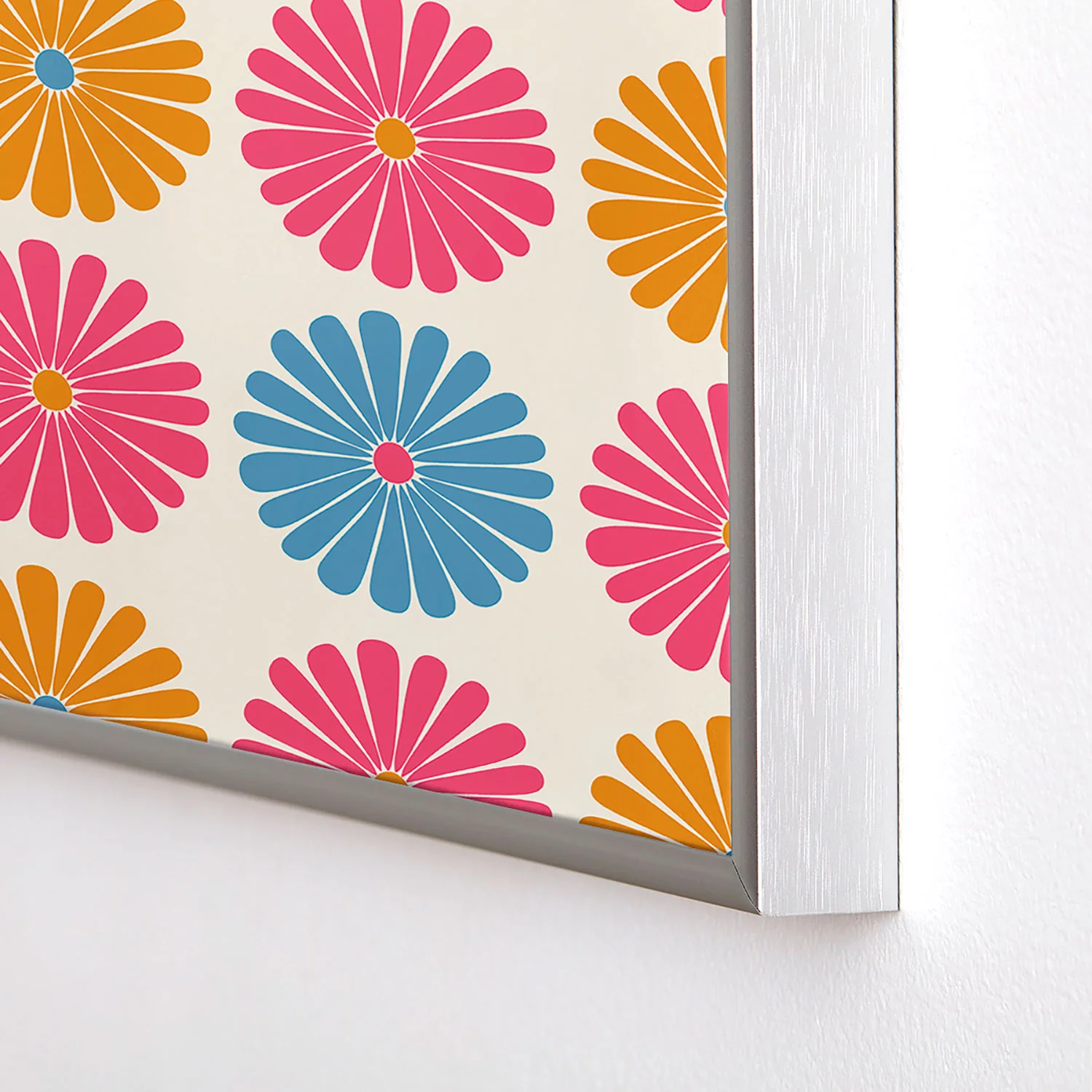 Colour Poems Daisy Pattern Multicolor II Square Metal Framed Art Print - Image 8