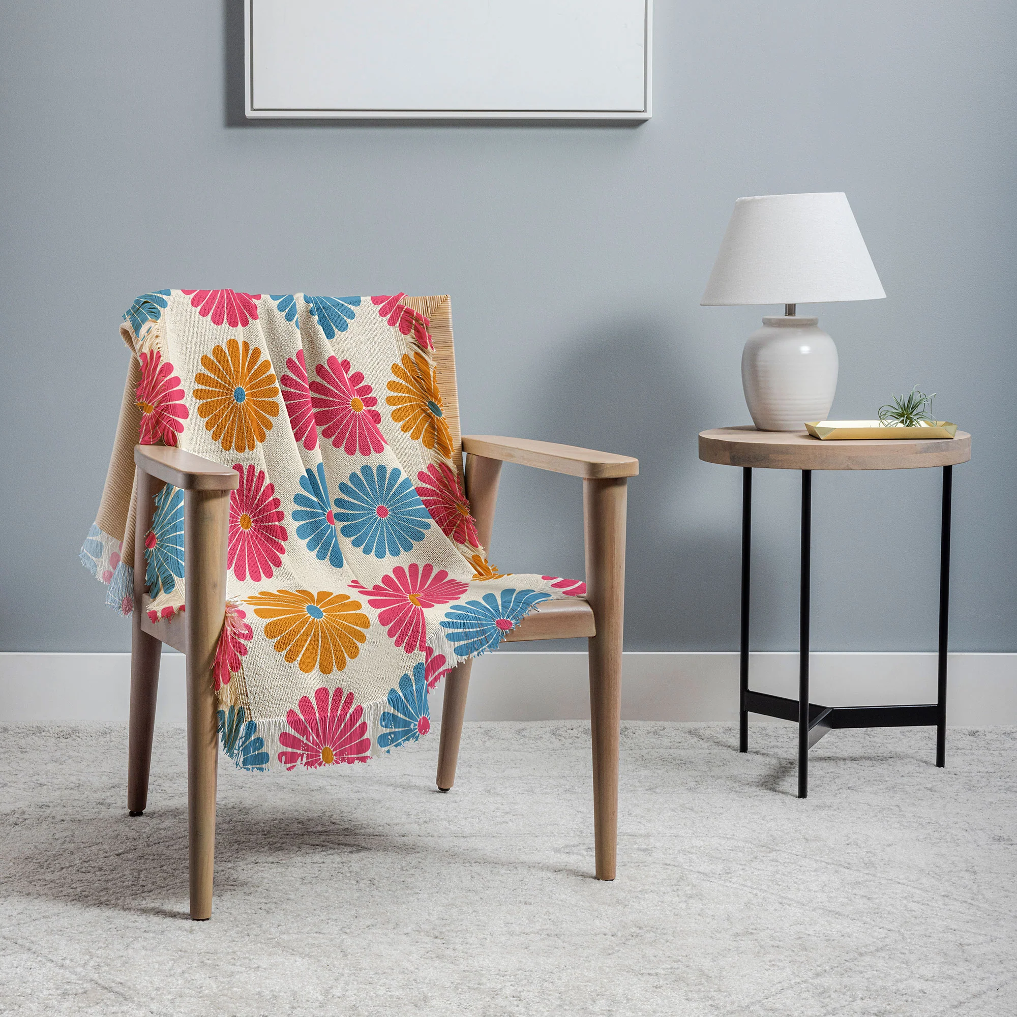 Colour Poems Daisy Pattern Multicolor II Throw Blanket - Image 2