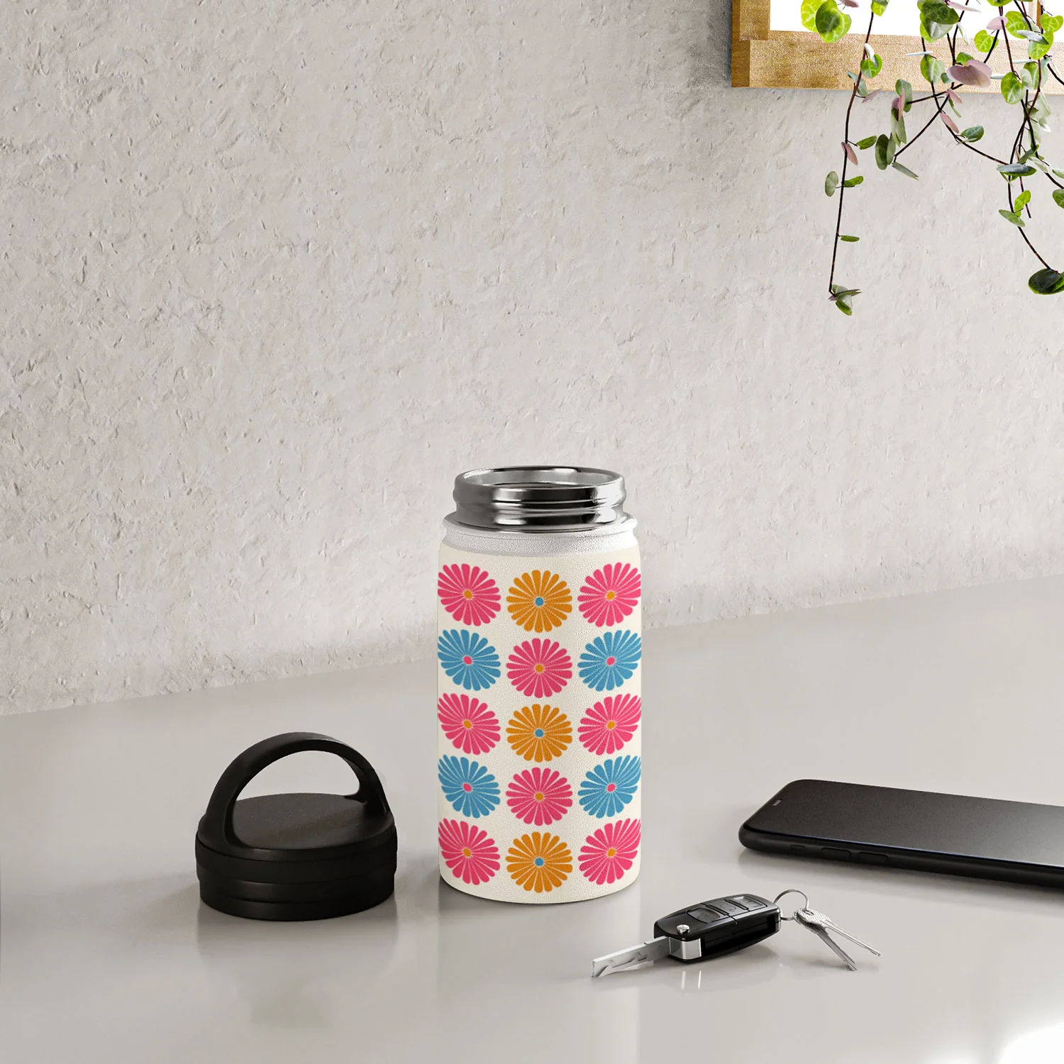 Colour Poems Daisy Pattern Multicolor II Water Bottle - Image 12