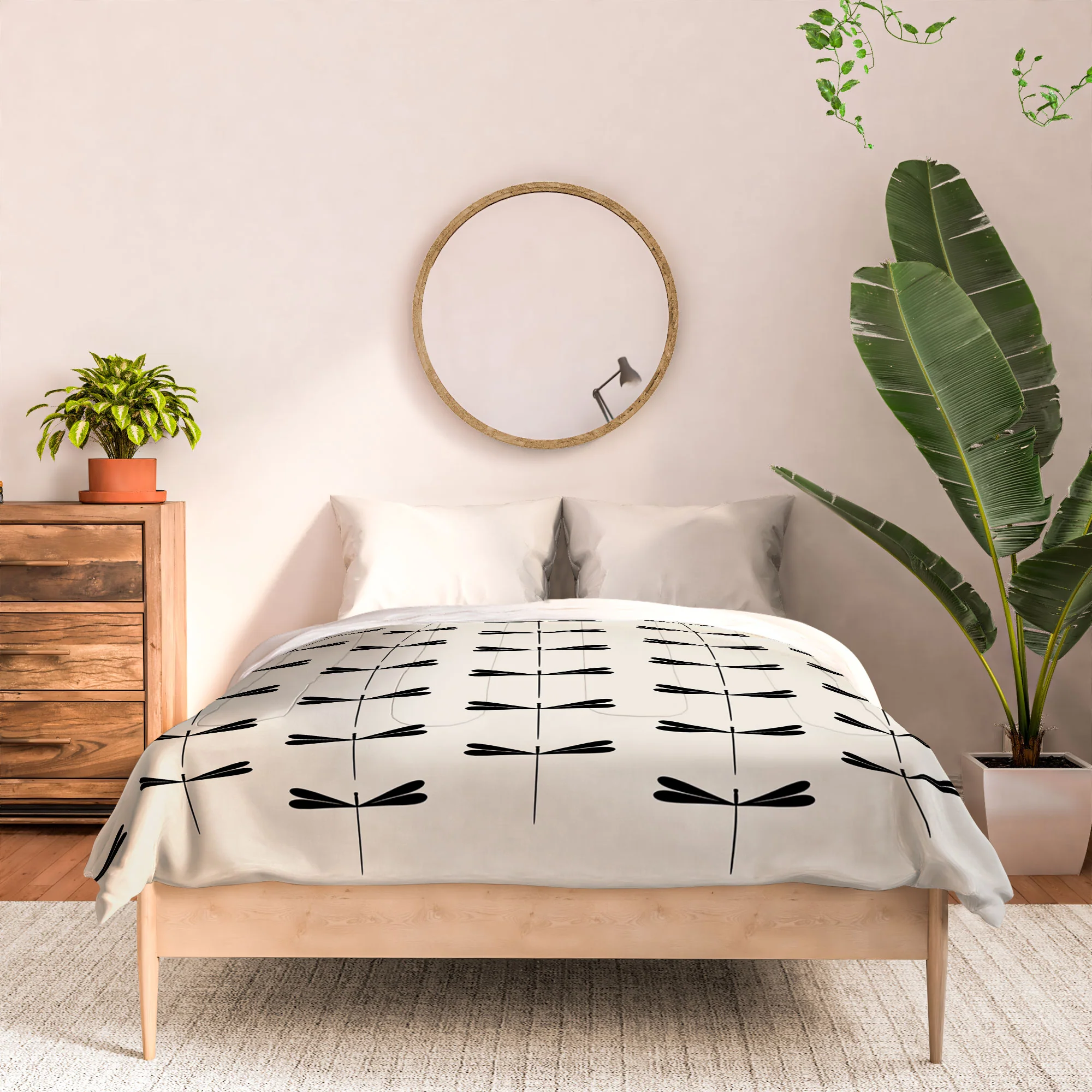 Colour Poems Dragonfly Pattern Black White Comforter - Image 12
