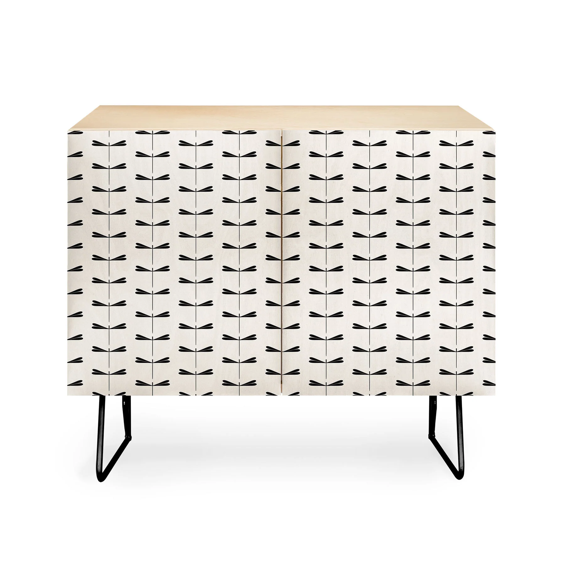Colour Poems Dragonfly Pattern Black White Credenza - Image 10