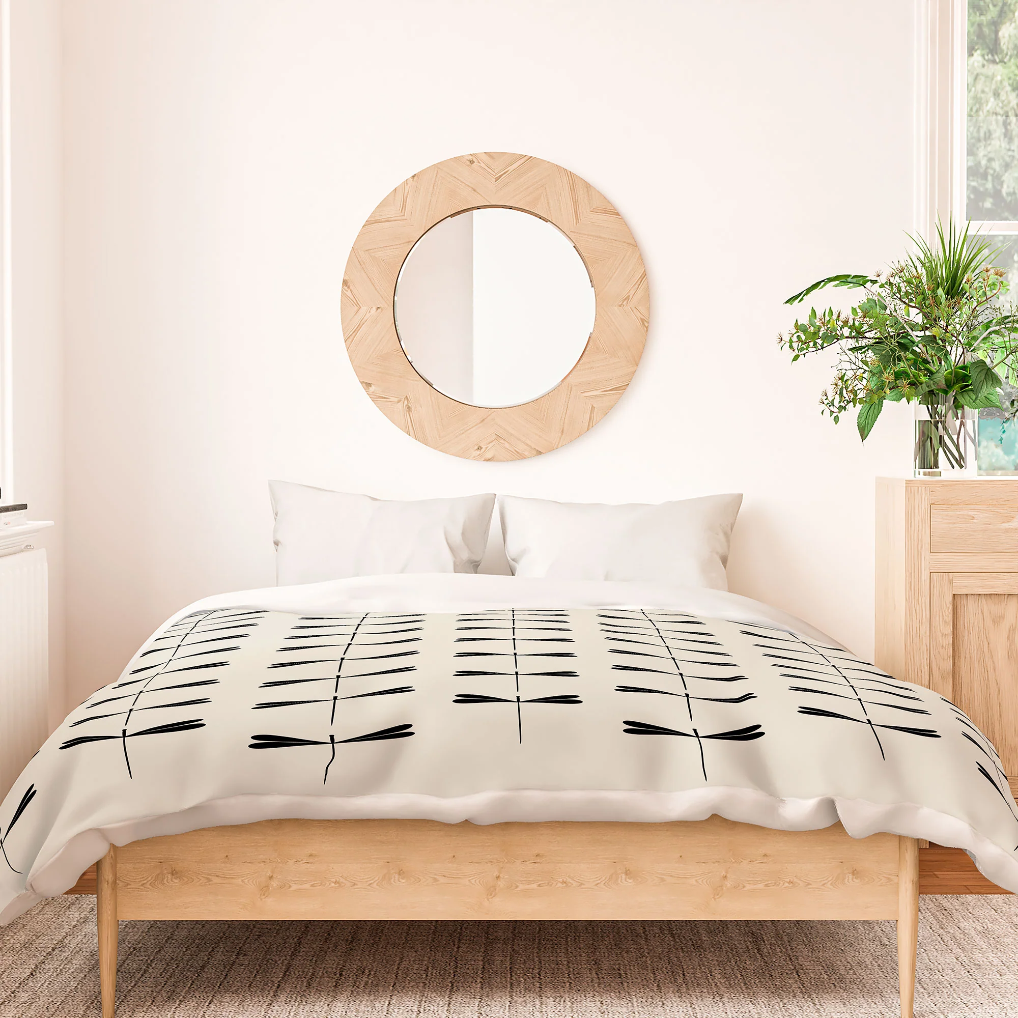 Colour Poems Dragonfly Pattern Black White Duvet Cover - Image 2