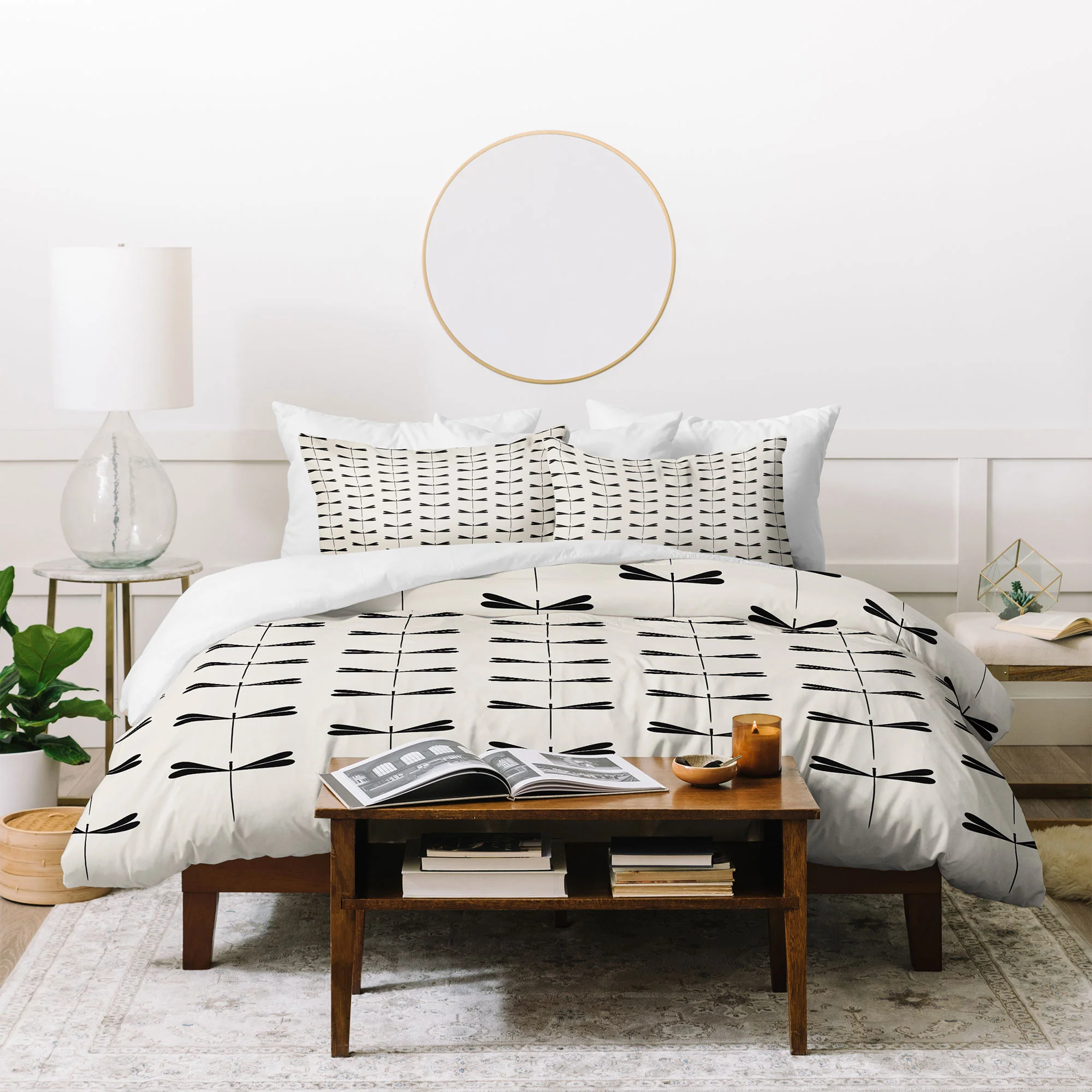 Colour Poems Dragonfly Pattern Black White Duvet Cover - Image 60