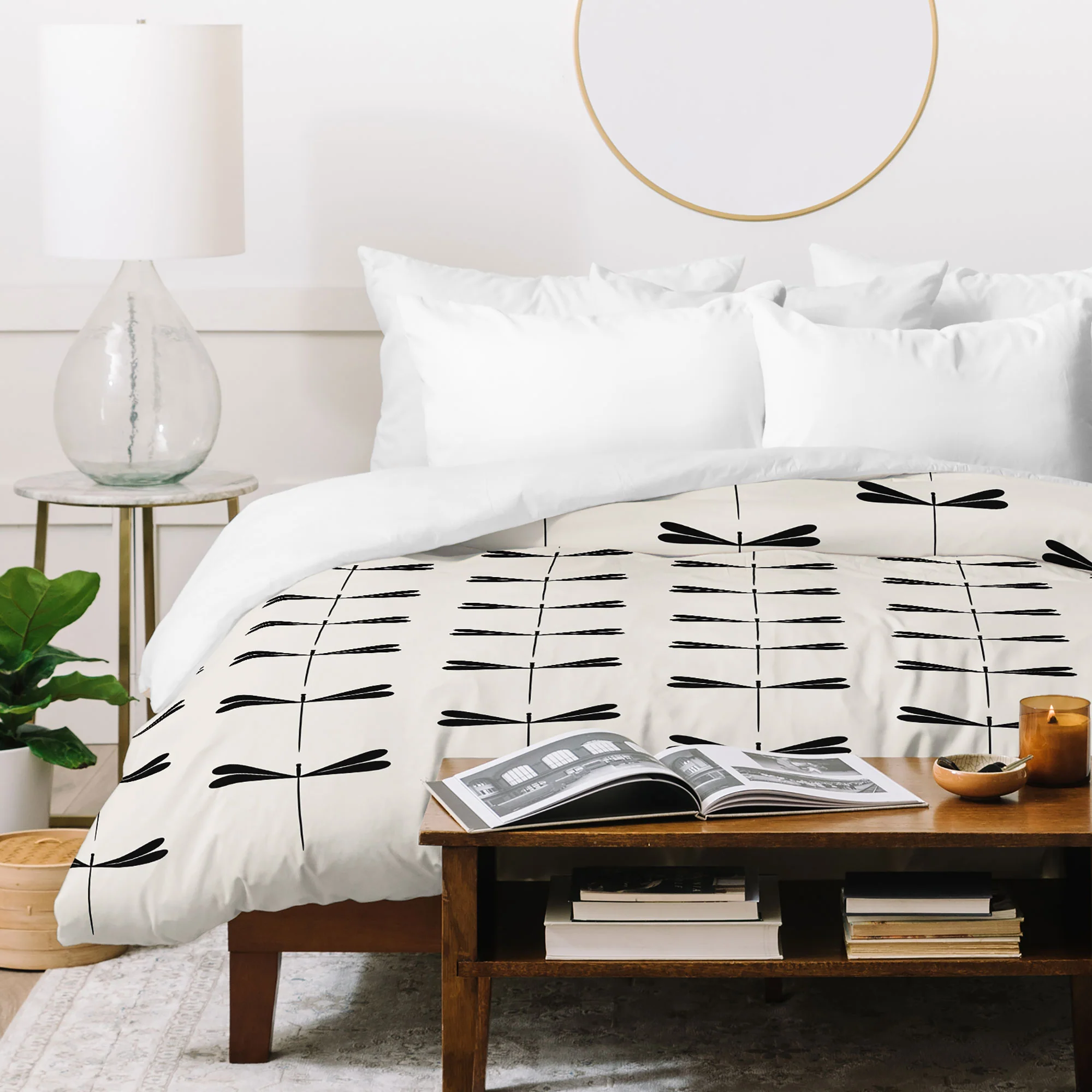Colour Poems Dragonfly Pattern Black White Duvet Cover - Image 7