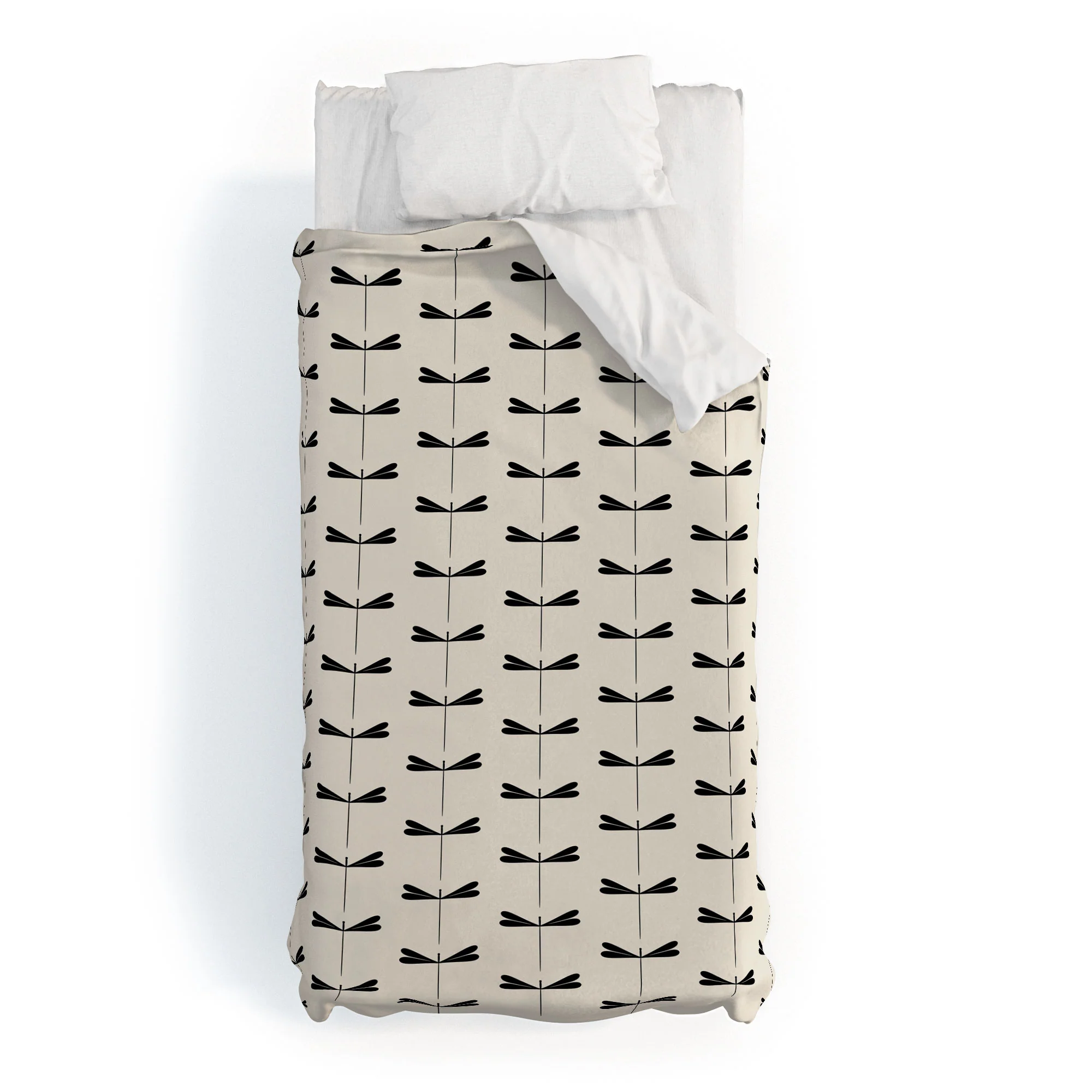 Colour Poems Dragonfly Pattern Black White Duvet Cover - Image 9