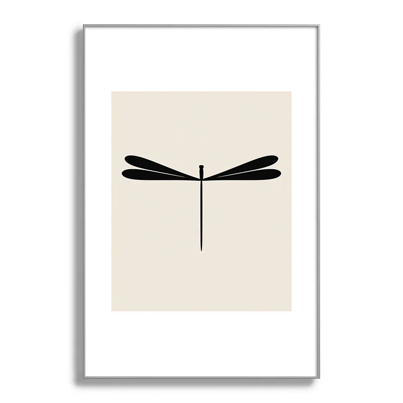 Colour Poems Dragonfly Pattern Black White Metal Framed Art Print - Image 41