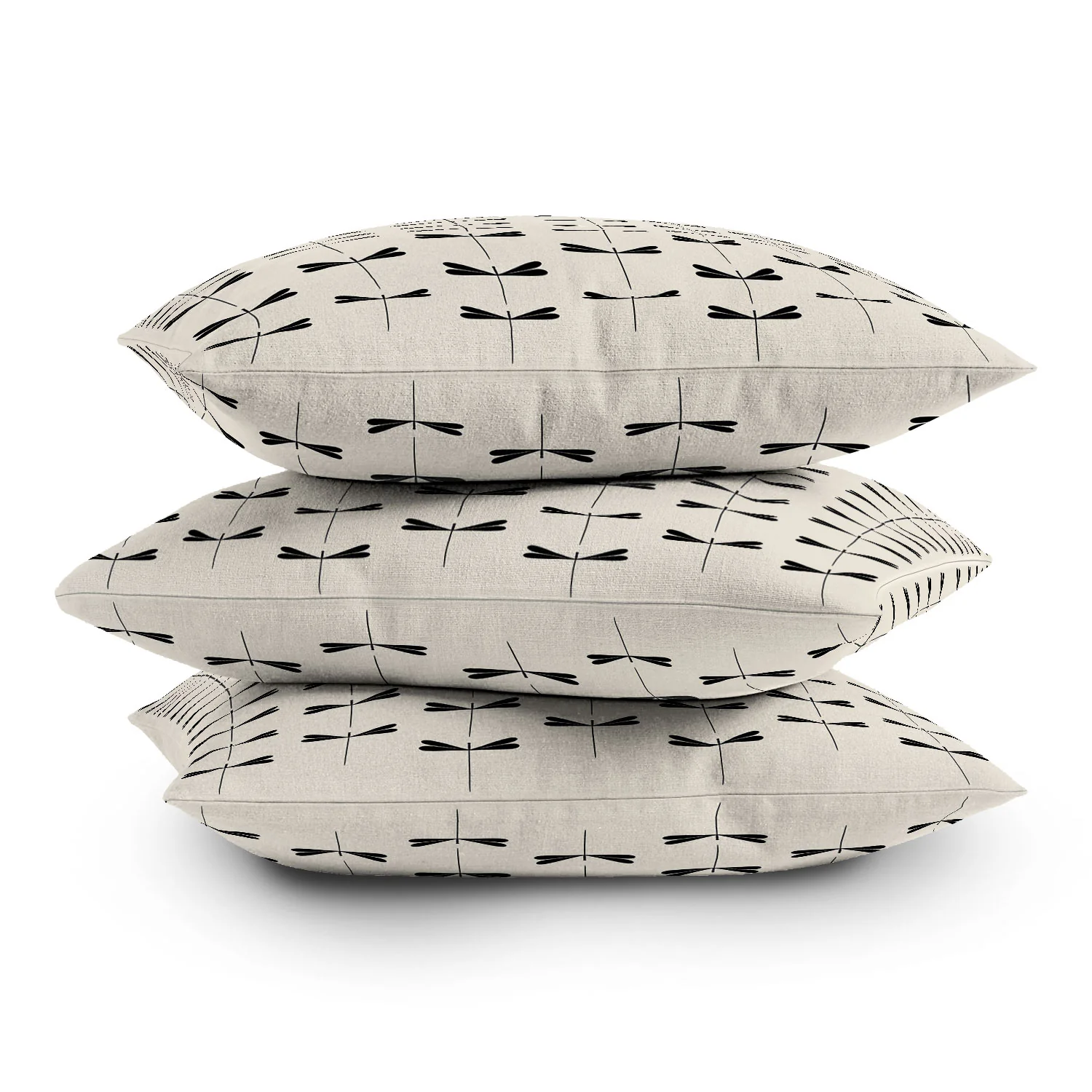 Colour Poems Dragonfly Pattern Black White Outdoor Throw Pillow - Image 15