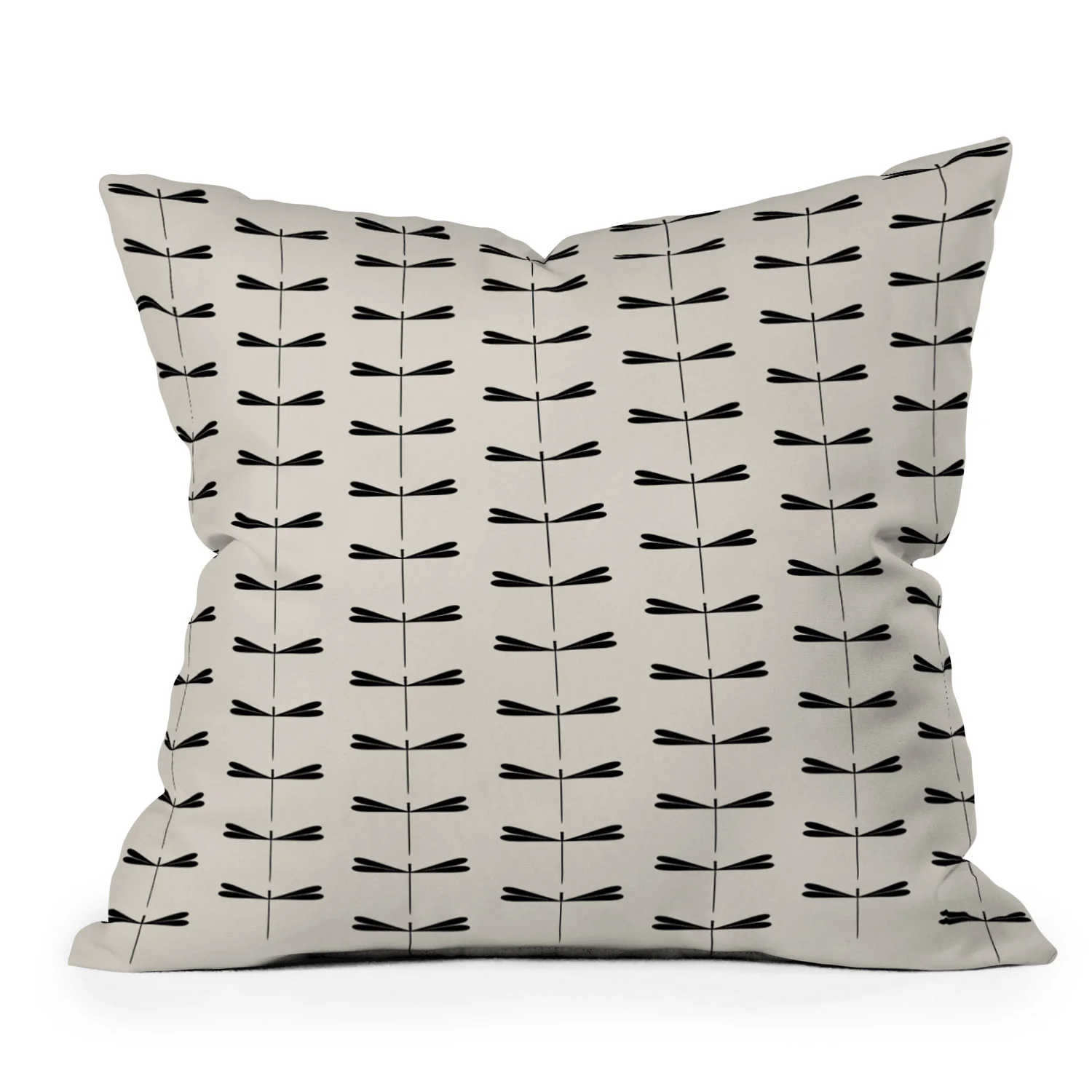 Colour Poems Dragonfly Pattern Black White Outdoor Throw Pillow - Image 2