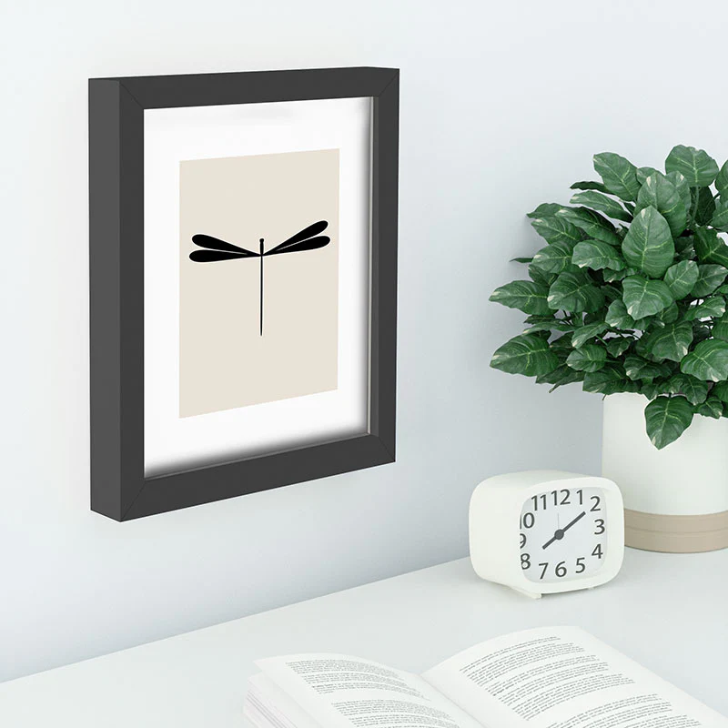 Colour Poems Dragonfly Pattern Black White Recessed Framing Rectangle - Image 2