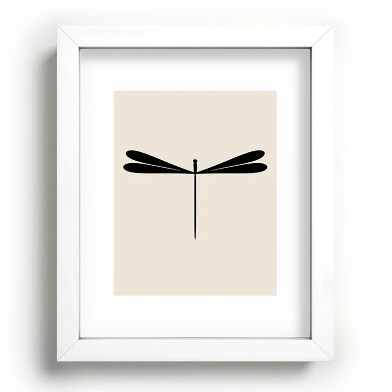Colour Poems Dragonfly Pattern Black White Recessed Framing Rectangle - Image 3
