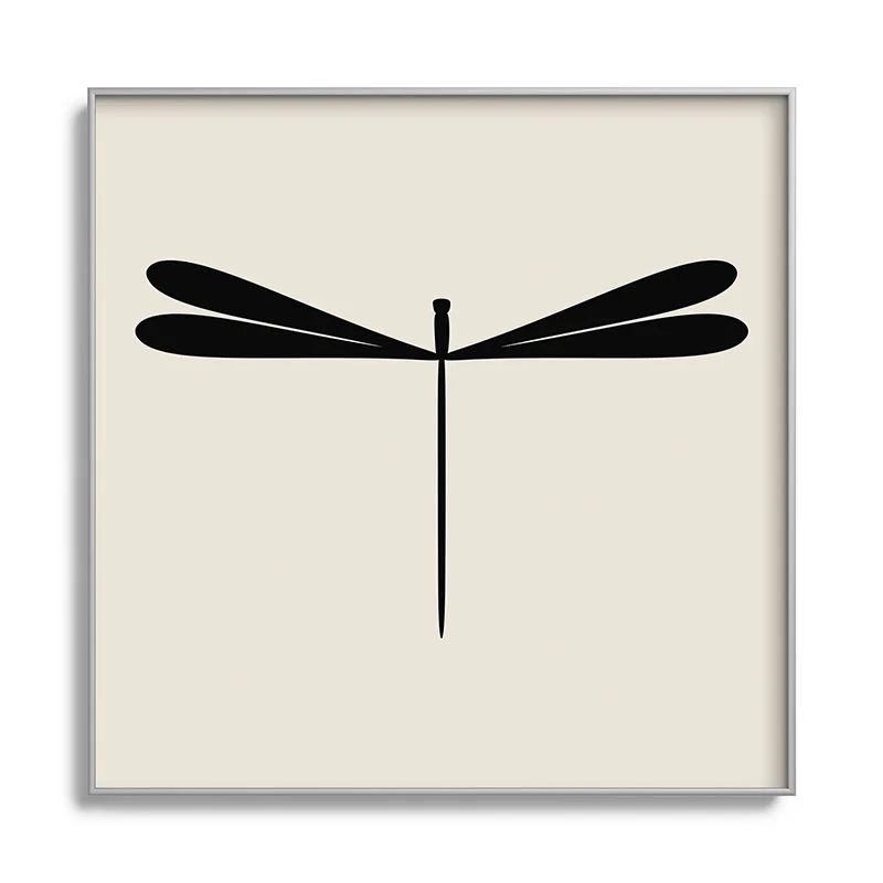 Colour Poems Dragonfly Pattern Black White Square Metal Framed Art Print - Image 17