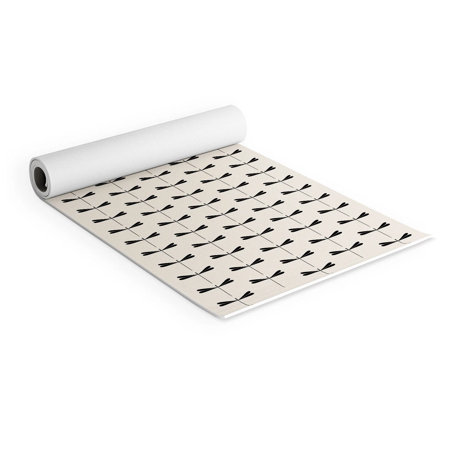 Colour Poems Dragonfly Pattern Black White Yoga Mat - Image 2