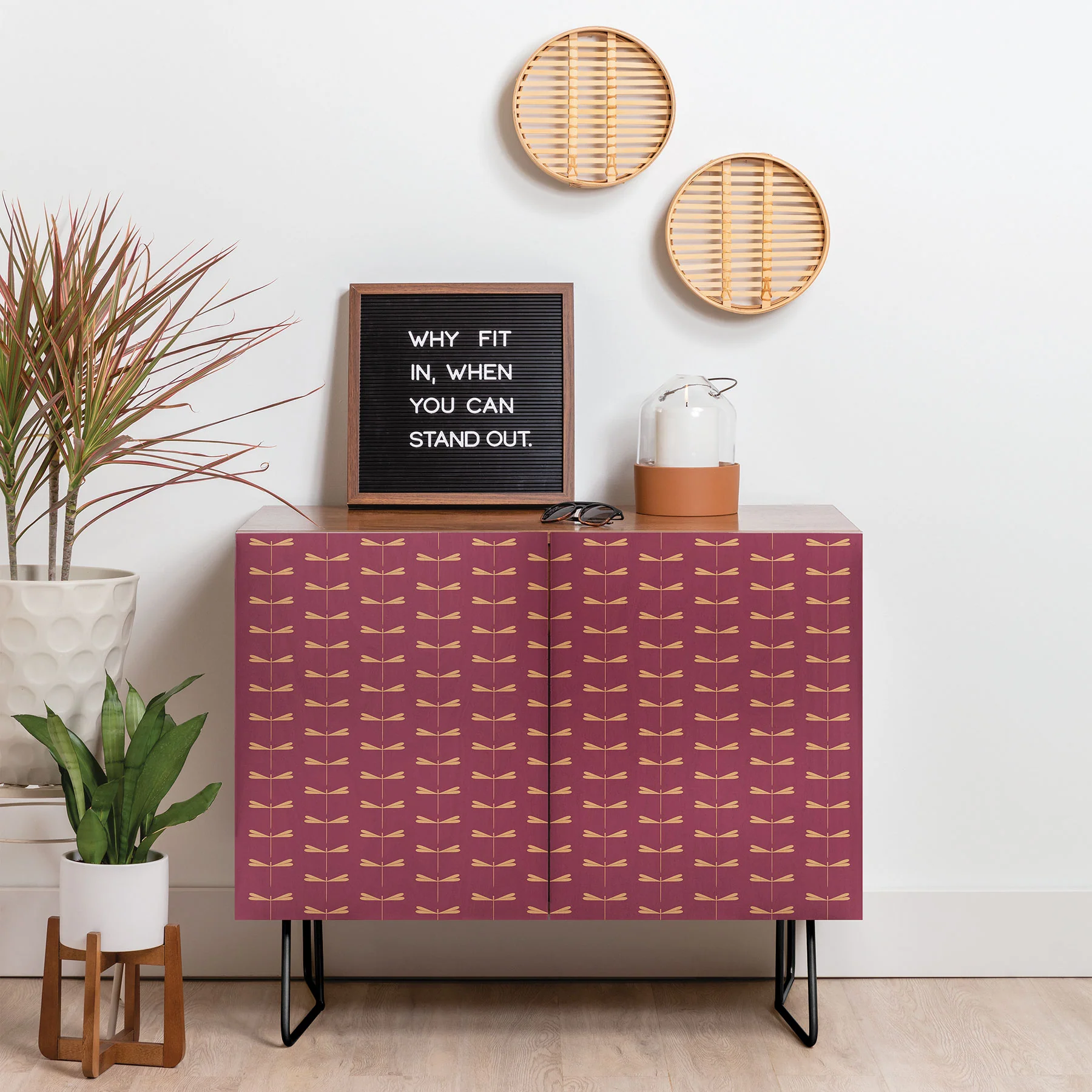 Colour Poems Dragonfly Pattern Mauve Credenza - Image 6