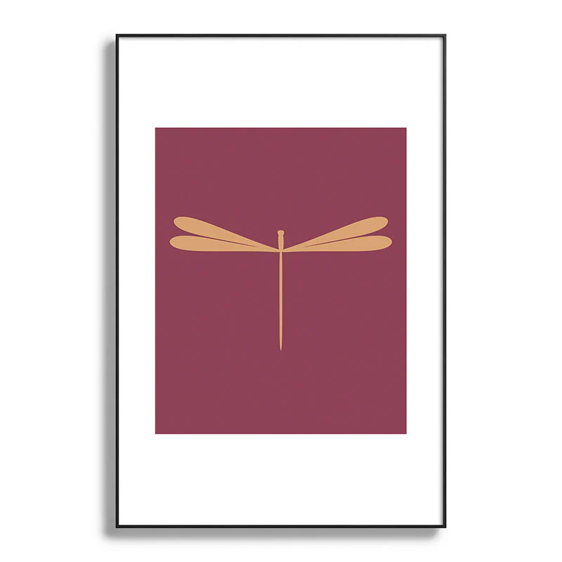 Colour Poems Dragonfly Pattern Mauve Metal Framed Art Print - Image 45