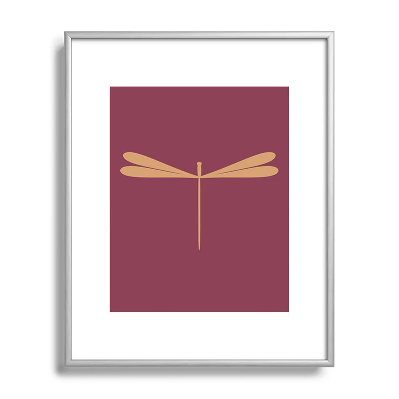 Colour Poems Dragonfly Pattern Mauve Metal Framed Art Print - Image 5