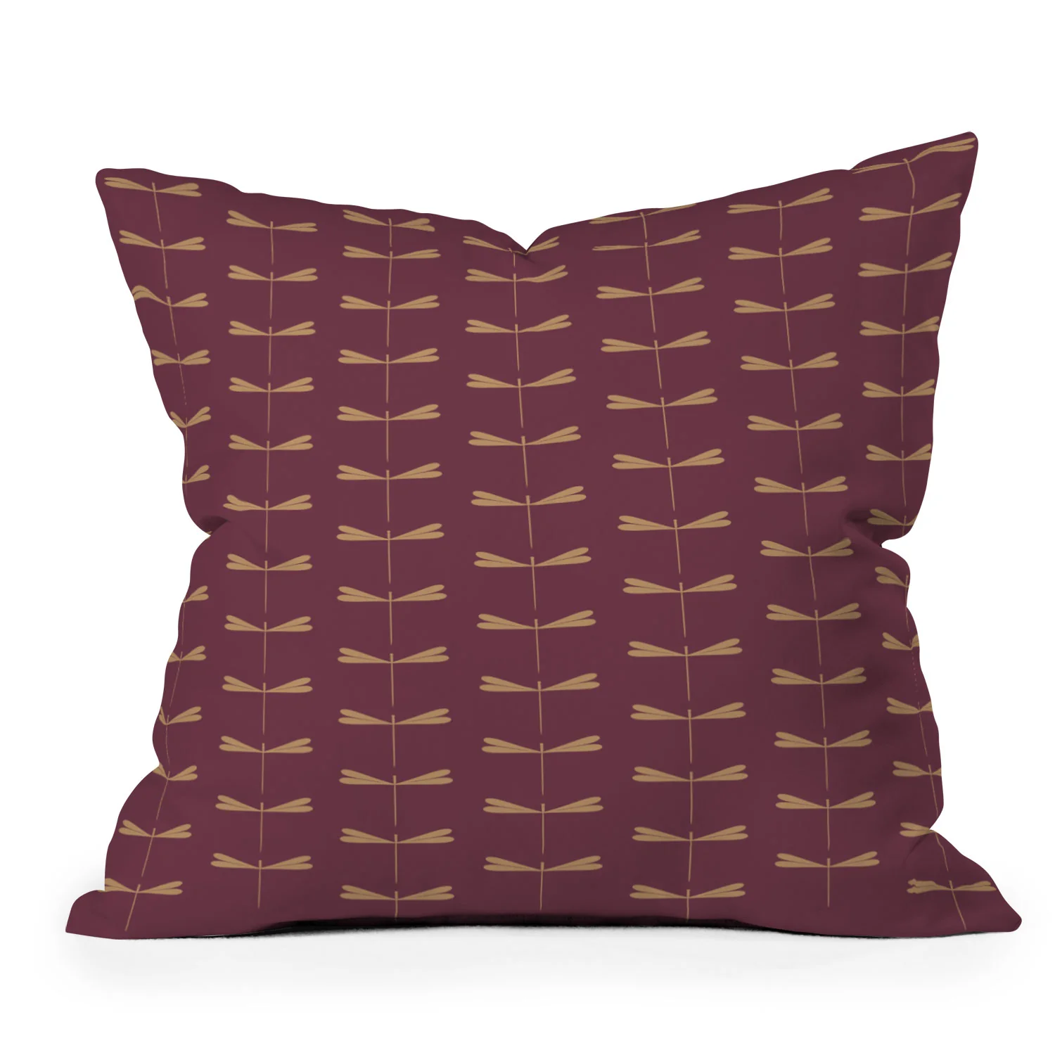 Colour Poems Dragonfly Pattern Mauve Outdoor Throw Pillow - Image 2
