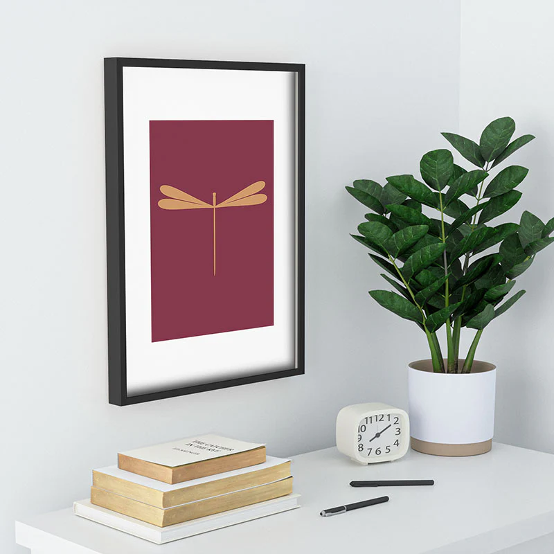 Colour Poems Dragonfly Pattern Mauve Recessed Framing Rectangle - Image 18