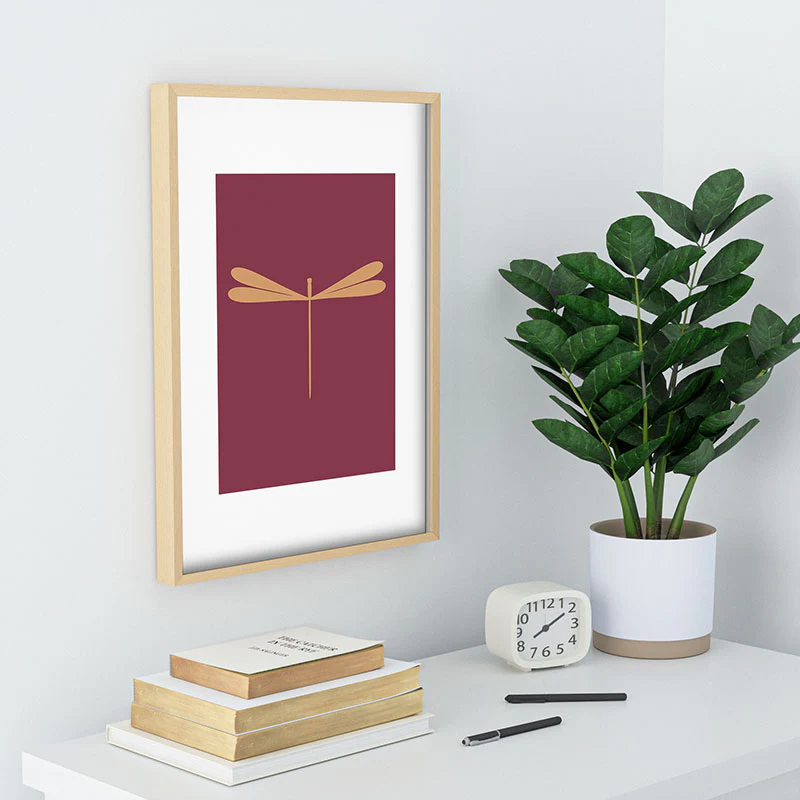 Colour Poems Dragonfly Pattern Mauve Recessed Framing Rectangle - Image 22