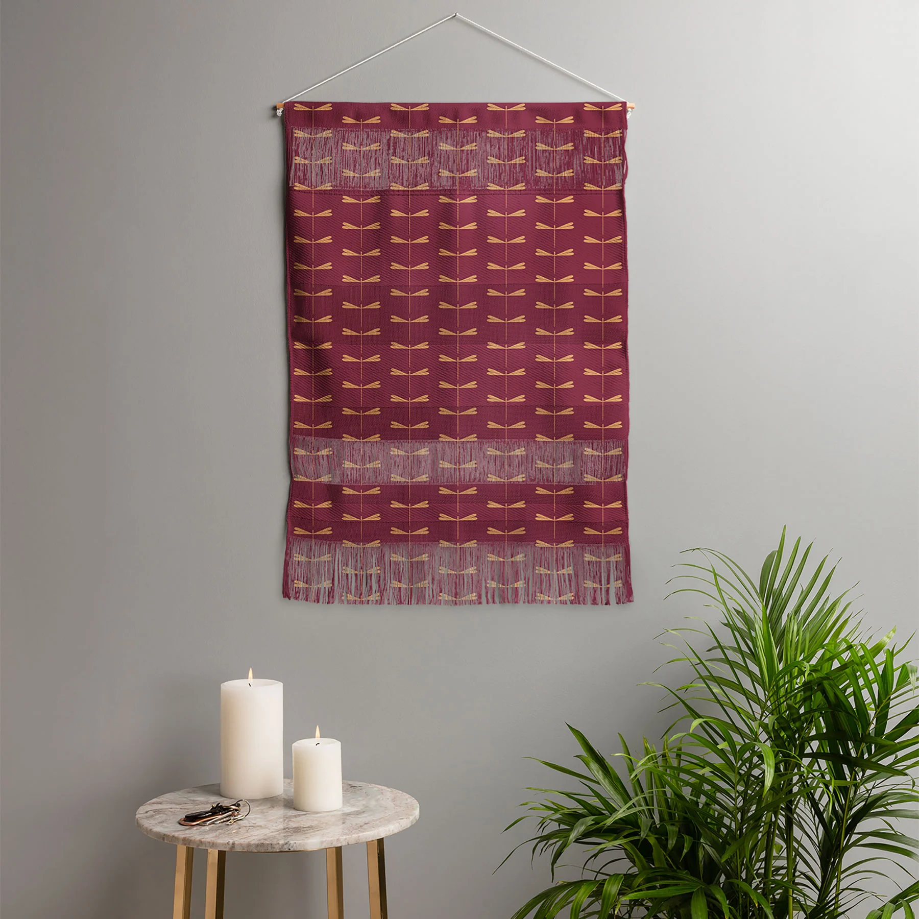 Colour Poems Dragonfly Pattern Mauve Wall Hanging Portrait - Image 4