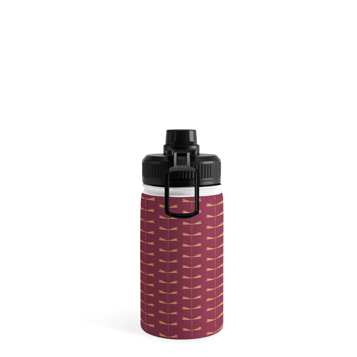 Colour Poems Dragonfly Pattern Mauve Water Bottle - Image 3