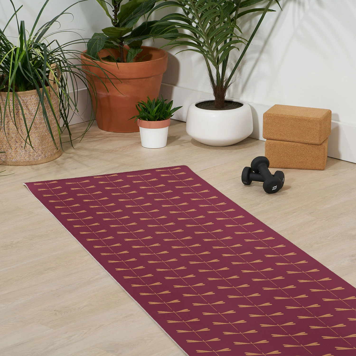 Colour Poems Dragonfly Pattern Mauve Yoga Mat - Image 3